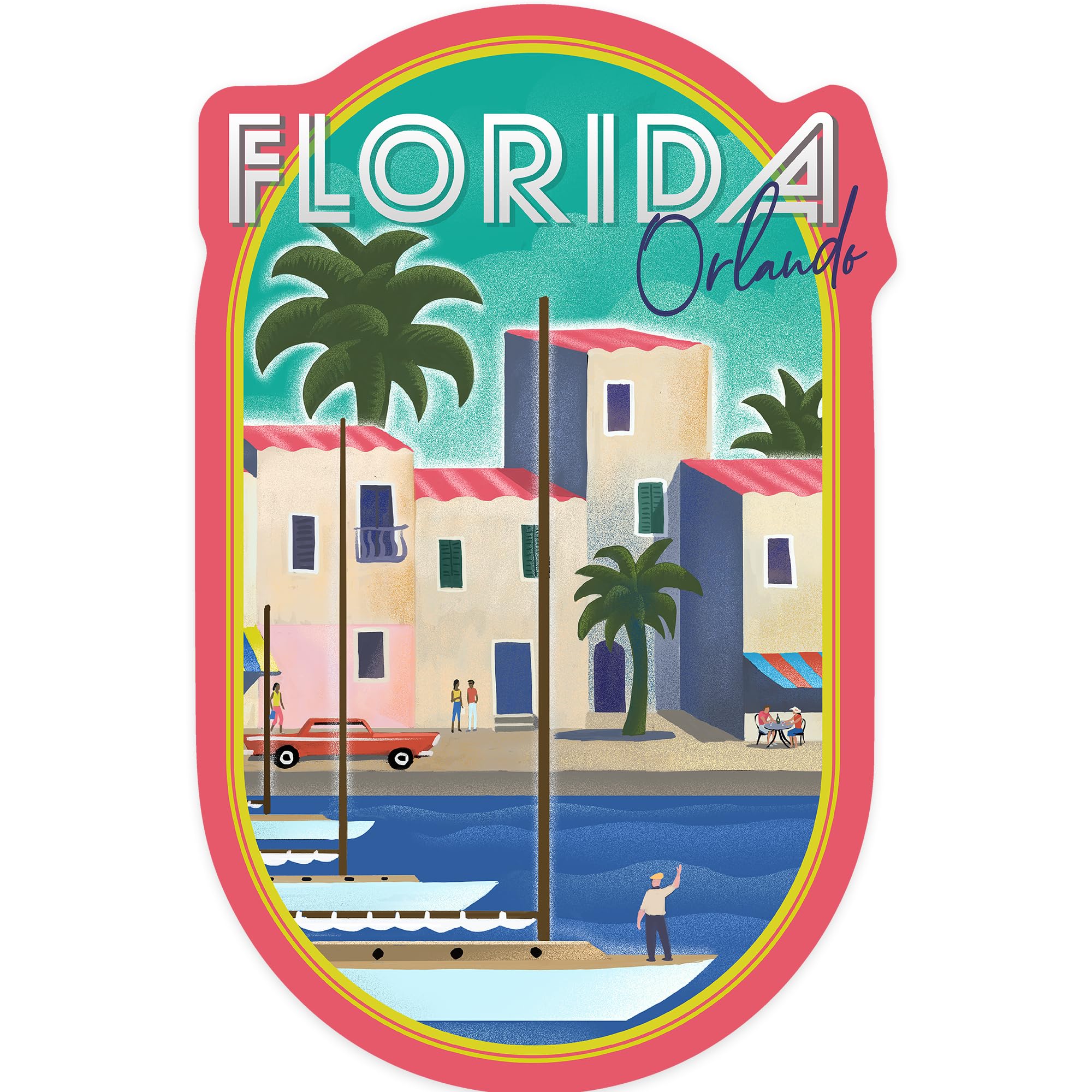 Premium Die Cut Stickers - Orlando Florida Souvenir Vinyl Decals (3-6 Inch Waterproof Stickers for Cars, Water Bottles, Laptops, Coolers) - Perfect for Travel Gifts, DIY Crafts & Personalizing Your Belongings