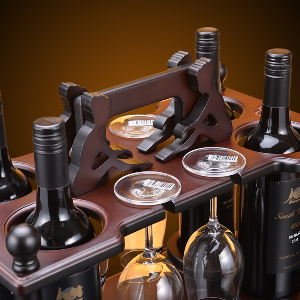 European Style Wooden Wine Glass Holder - Freestanding Stemware Storage Organizer & Display Stand (17.7