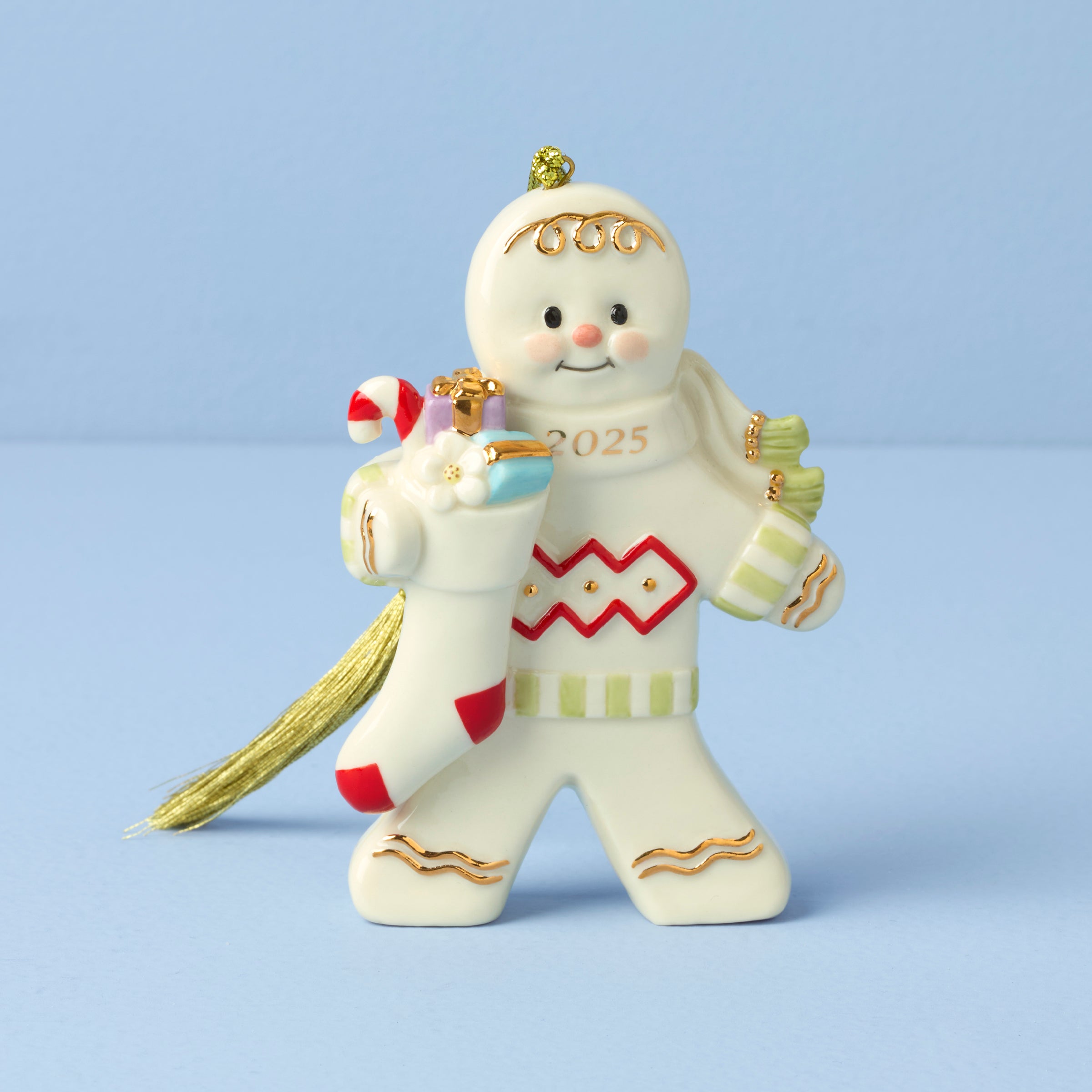 2025 Gingerbread Christmas Ornament with Stocking - Festive Holiday Decor for Tree, Gift, and Home Decoration