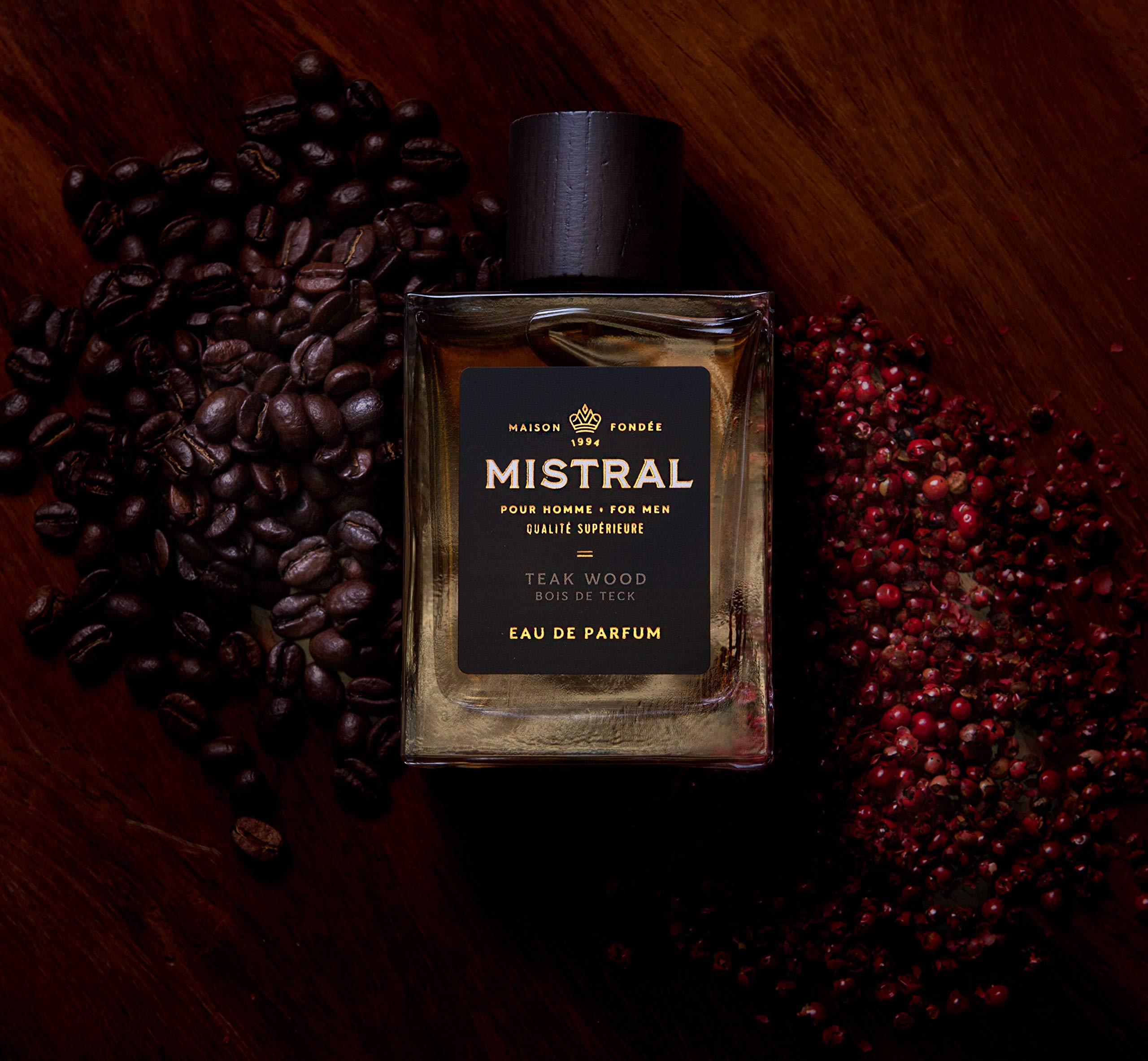 Mistral Men's Cologne for Men - Teak Wood Scent Eau De Toilette Spray - 3.4 oz / 100ml - Long Lasting Fragrance for Date Night, Office & Special Occasions