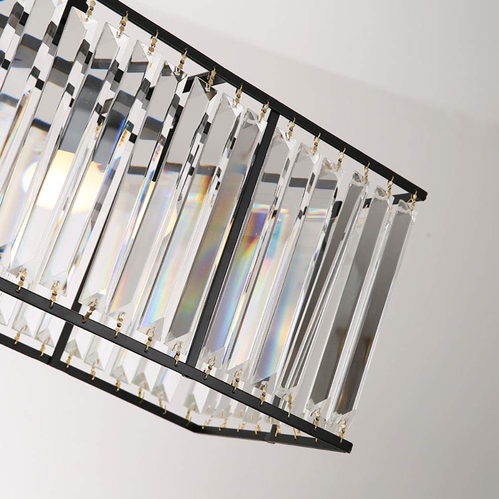 Modern Rectangular K9 Crystal Chandelier - 4-Light Pendant Ceiling Light Fixture for Dining Room, Kitchen, Living Room & Bedroom - Elegant Lighting Solution (33.5 Inch)