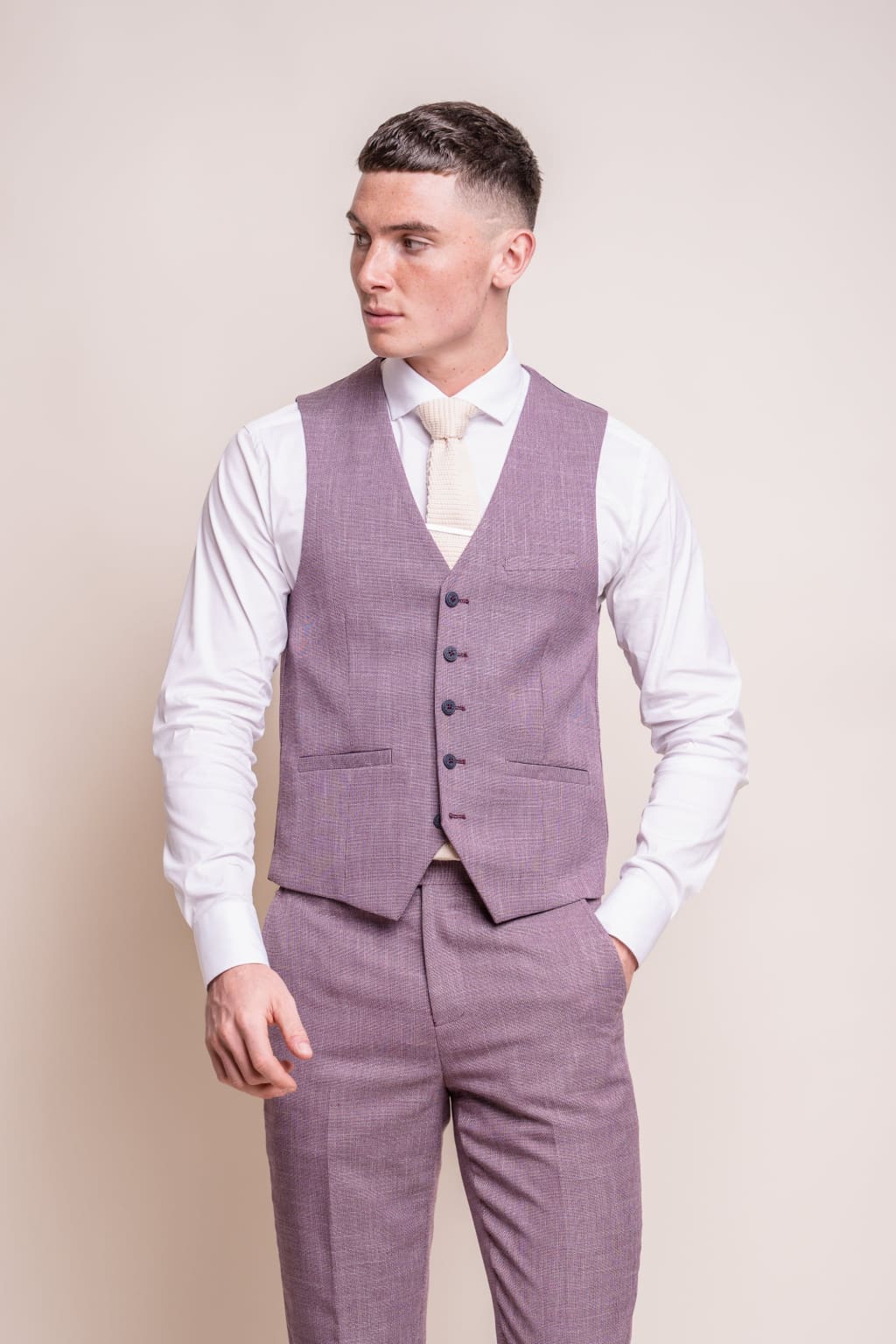 Cavani Miami Lilac Tweed Waistcoat for Women - Elegant Formal Vest for Office, Wedding & Special Occasions