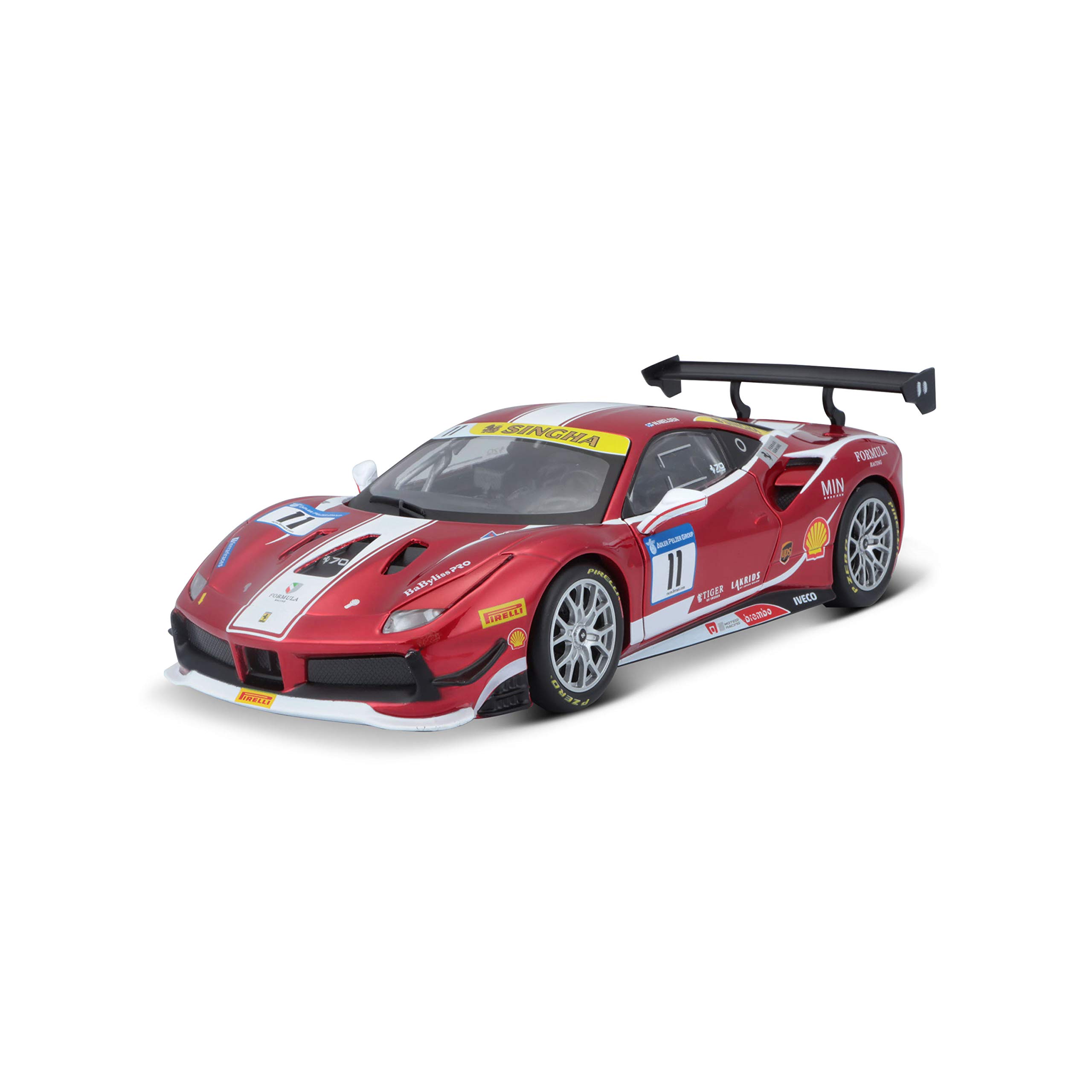 Bburago 1:24 Scale Ferrari 488 Challenge Diecast Model Car - Red | Collectible Racing Car for Display & Gifts | Perfect for Car Enthusiasts & Home/Office Decor
