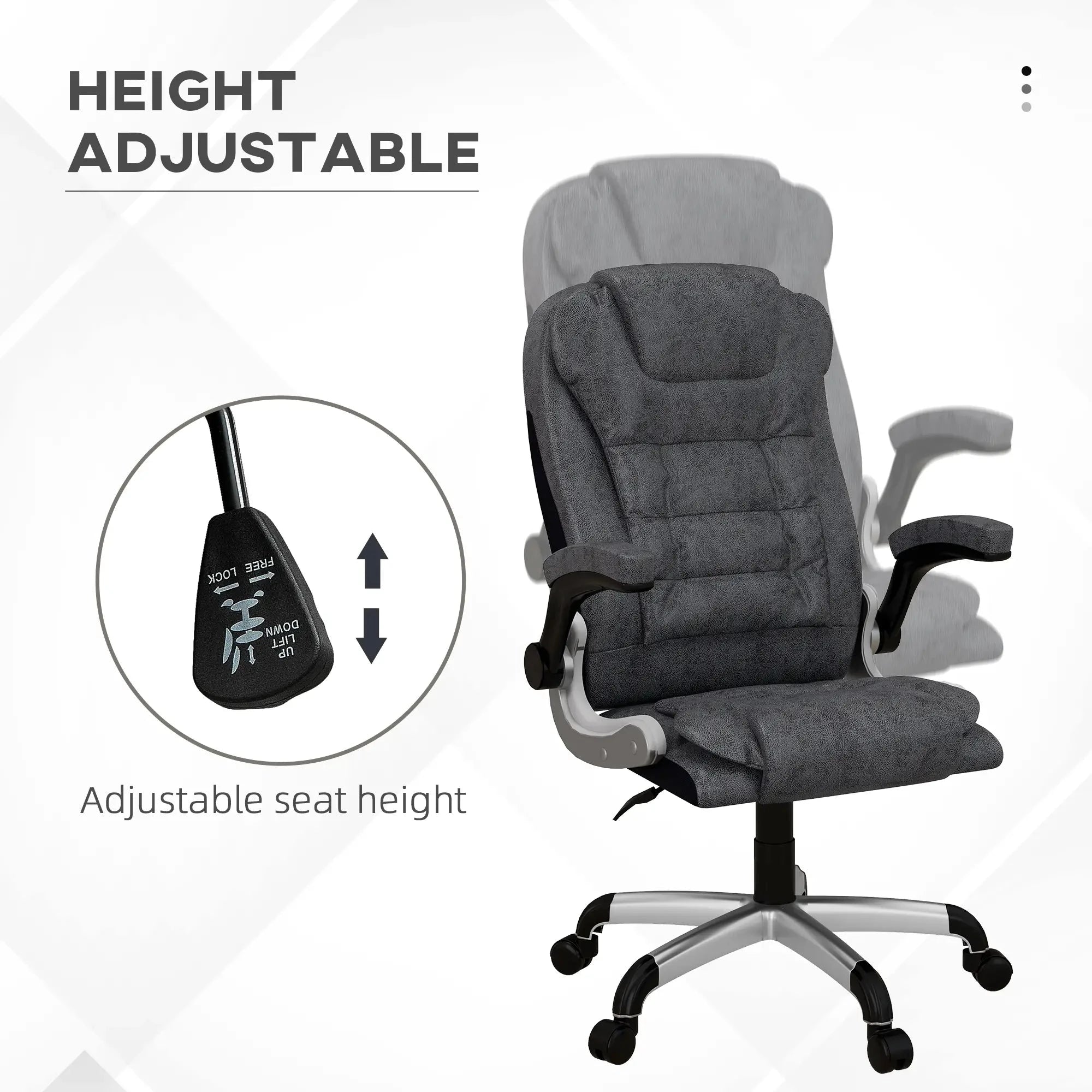 Premium Heavy Duty Microfiber Office Chair - Charcoal Grey - Ergonomic Support for Long Hours, Home & Office Workspace Comfort