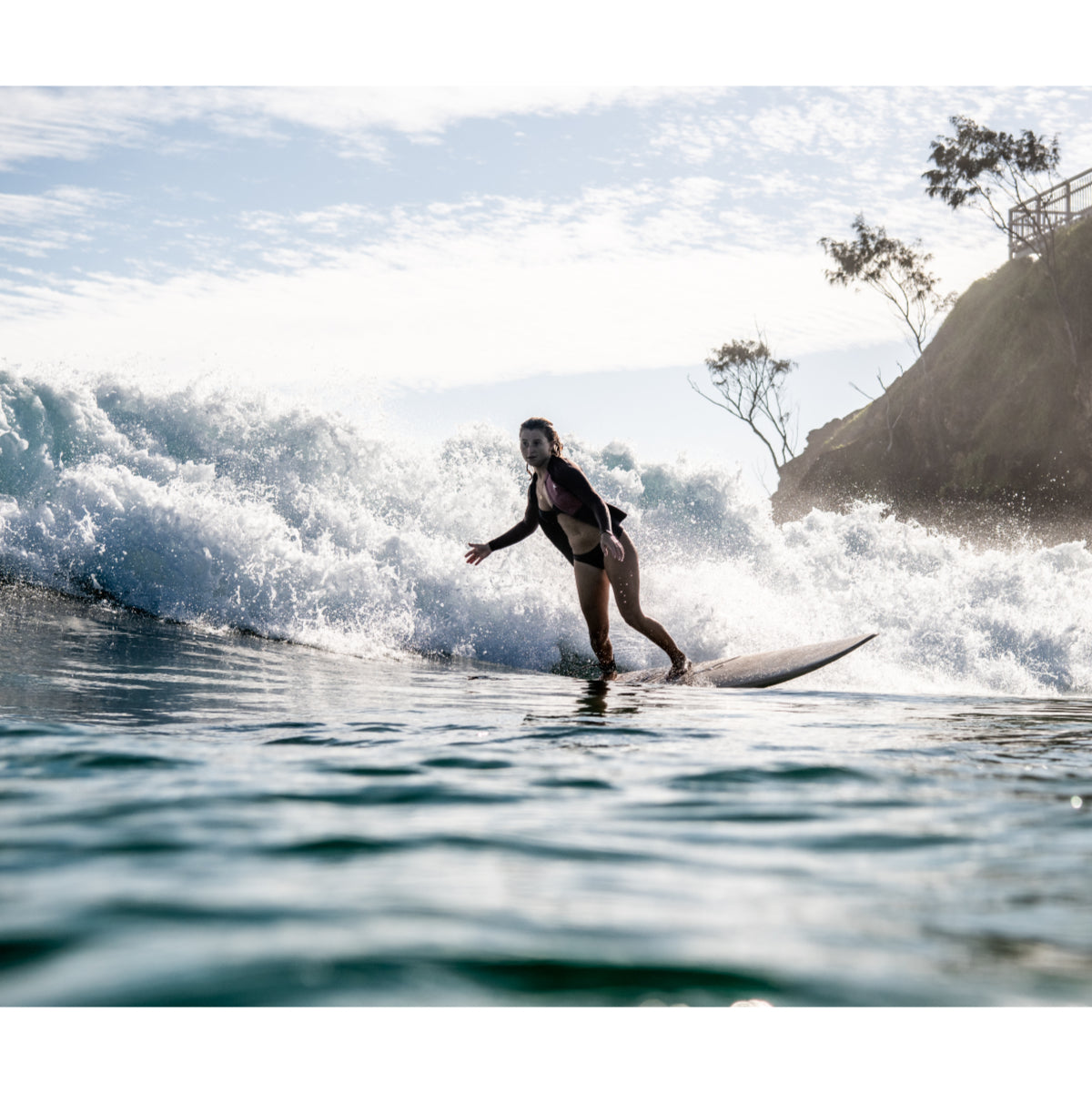 Aloha Fun Division Mid 6'8 Surfboard with Ecoskin Clear FCS2 Fin System - Perfect for Intermediate Surfers in Small to Medium Waves