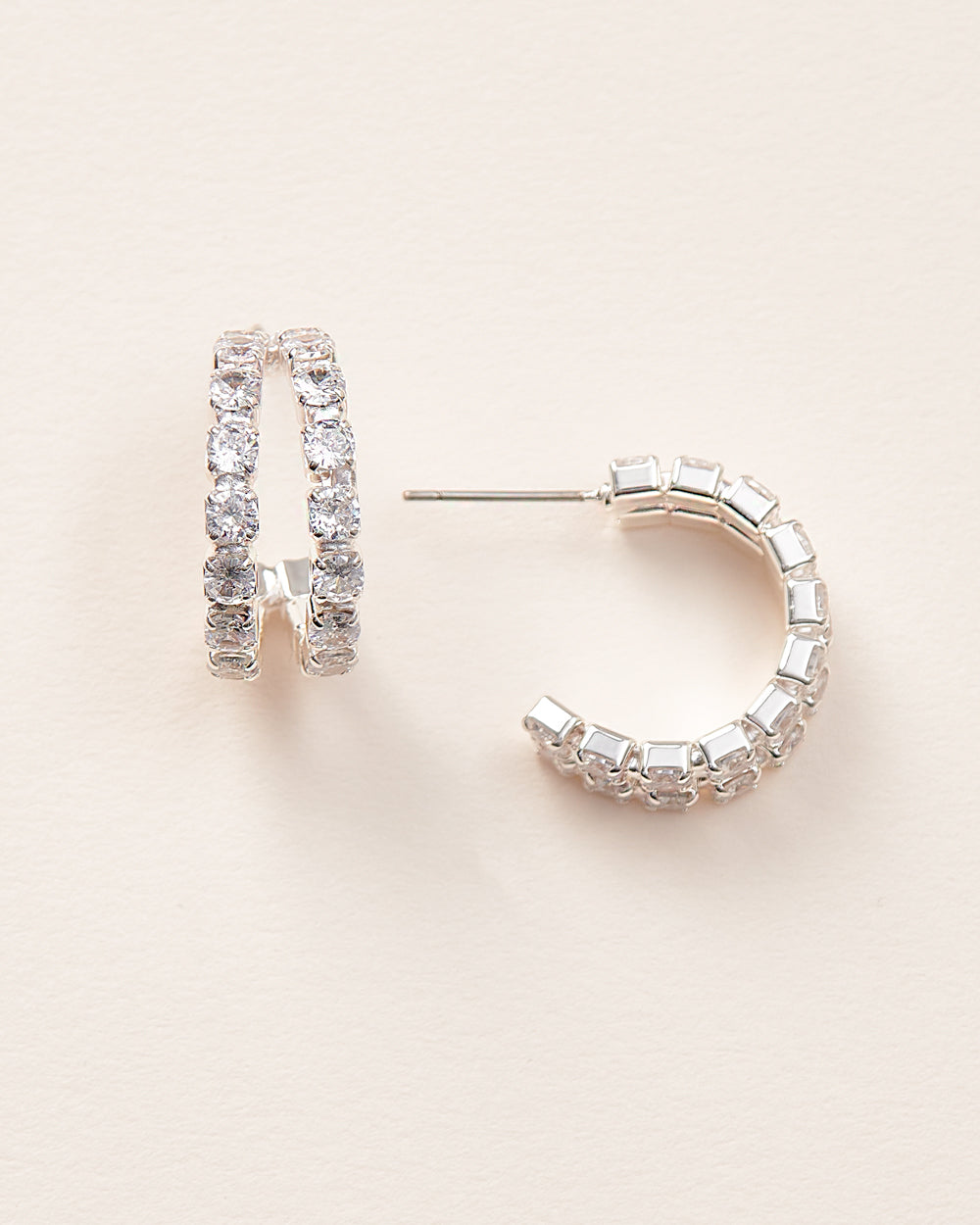 Double CZ Hoop Huggie Earrings for Women - Sparkling Cubic Zirconia Huggie Hoops - Perfect for Everyday Wear, Parties & Gifts