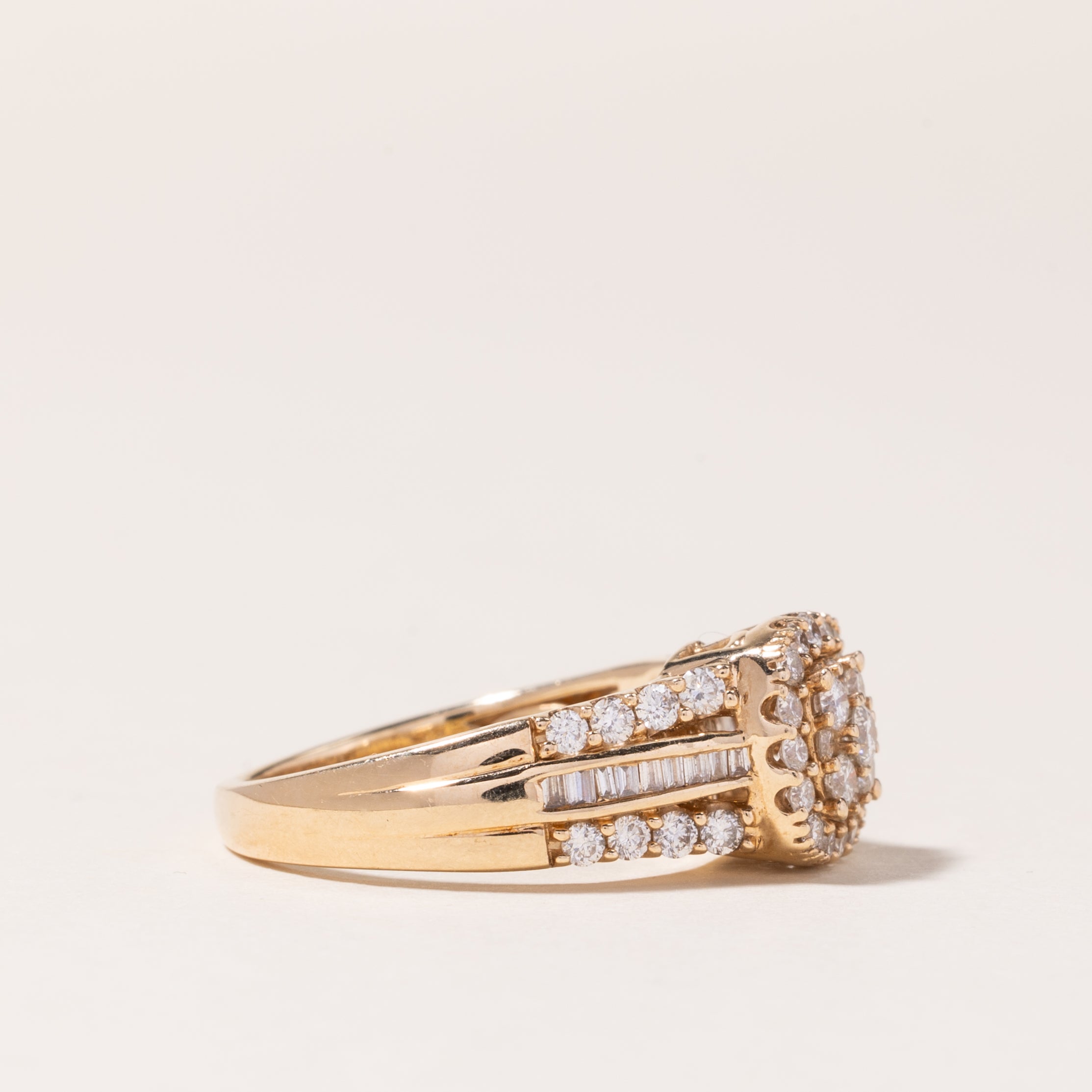 10K Yellow Gold Diamond Cluster Ring - 1.00ctw Total Weight | Size 7.25 | Elegant Wedding, Engagement & Anniversary Jewelry Gift for Women