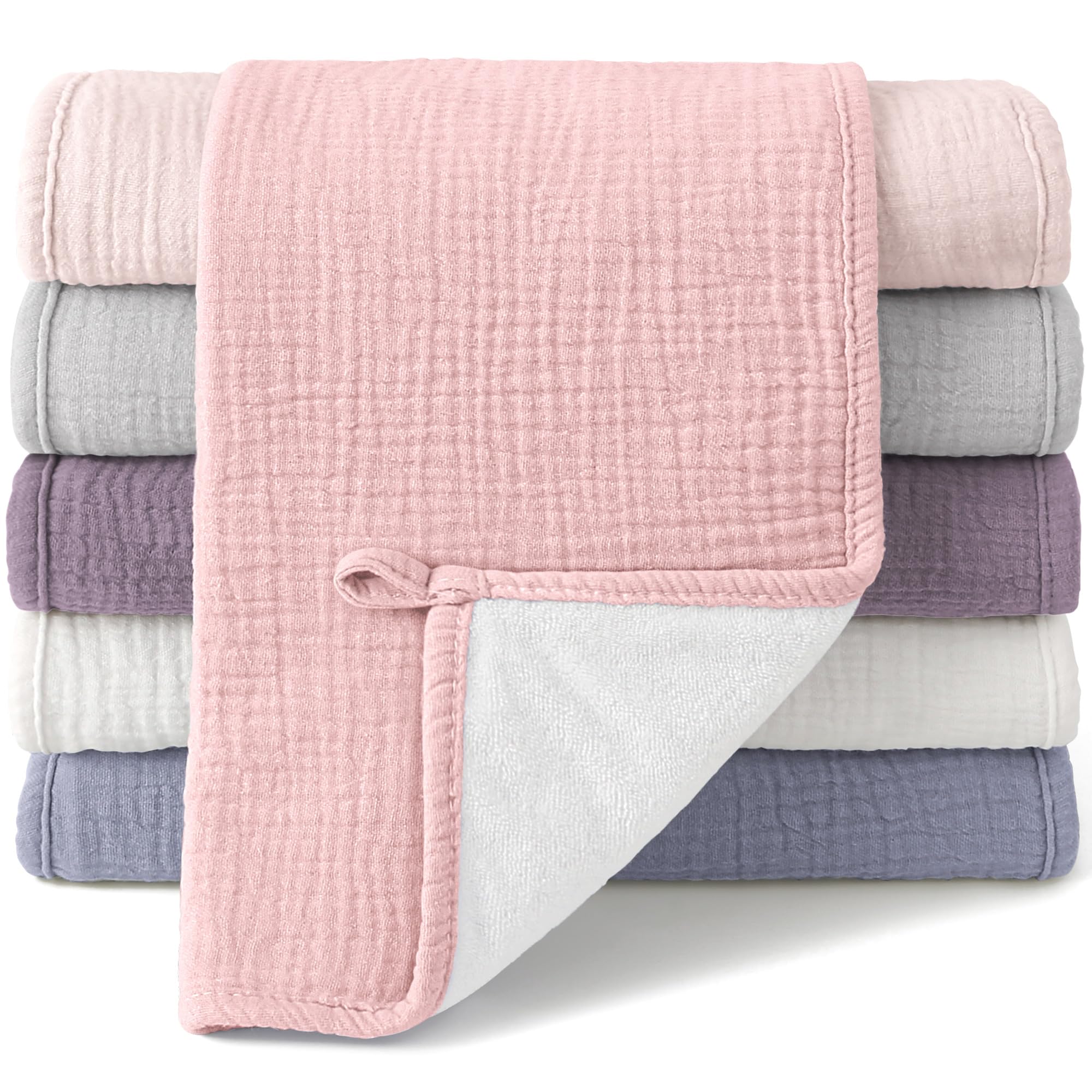 **Bearmoss Muslin Burp Cloths - 100% Cotton Baby Burping Clothes for Newborns (6 Pack, 20x10in) | Ultra Soft & Absorbent for Boys & Girls | Perfect for Feeding, Spit-Up & Messy Moments**