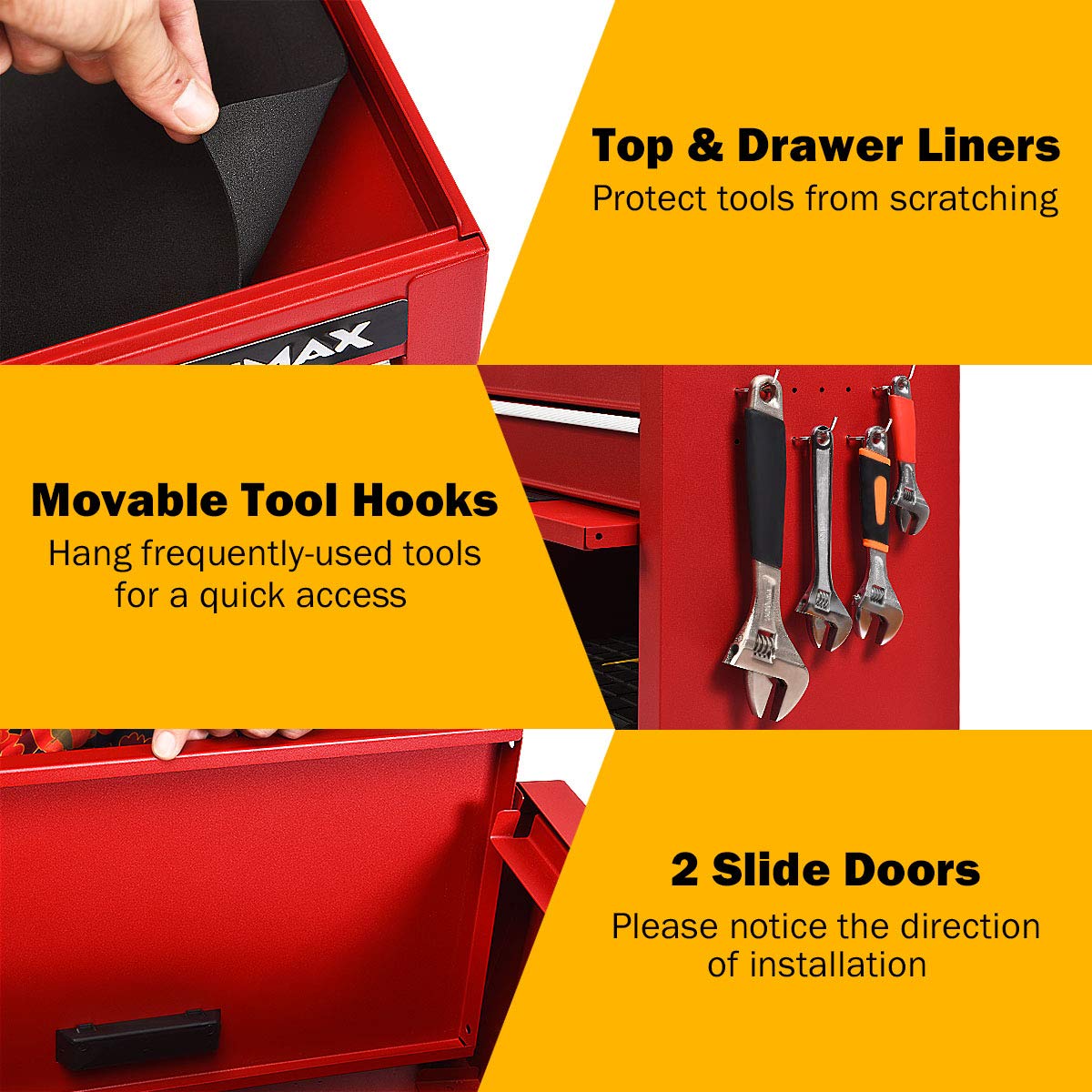 Goplus 6-Drawer Rolling Tool Chest with Auto Locking System - 3-in-1 Tool Organizer with Lockable Wheels, Sliding Drawers & Detachable Top - Heavy Duty Tool Storage Cabinet for Garage, Workshop & DIY Projects (Red) - Perfect for Mechanics, Carpenters & Home Improvement