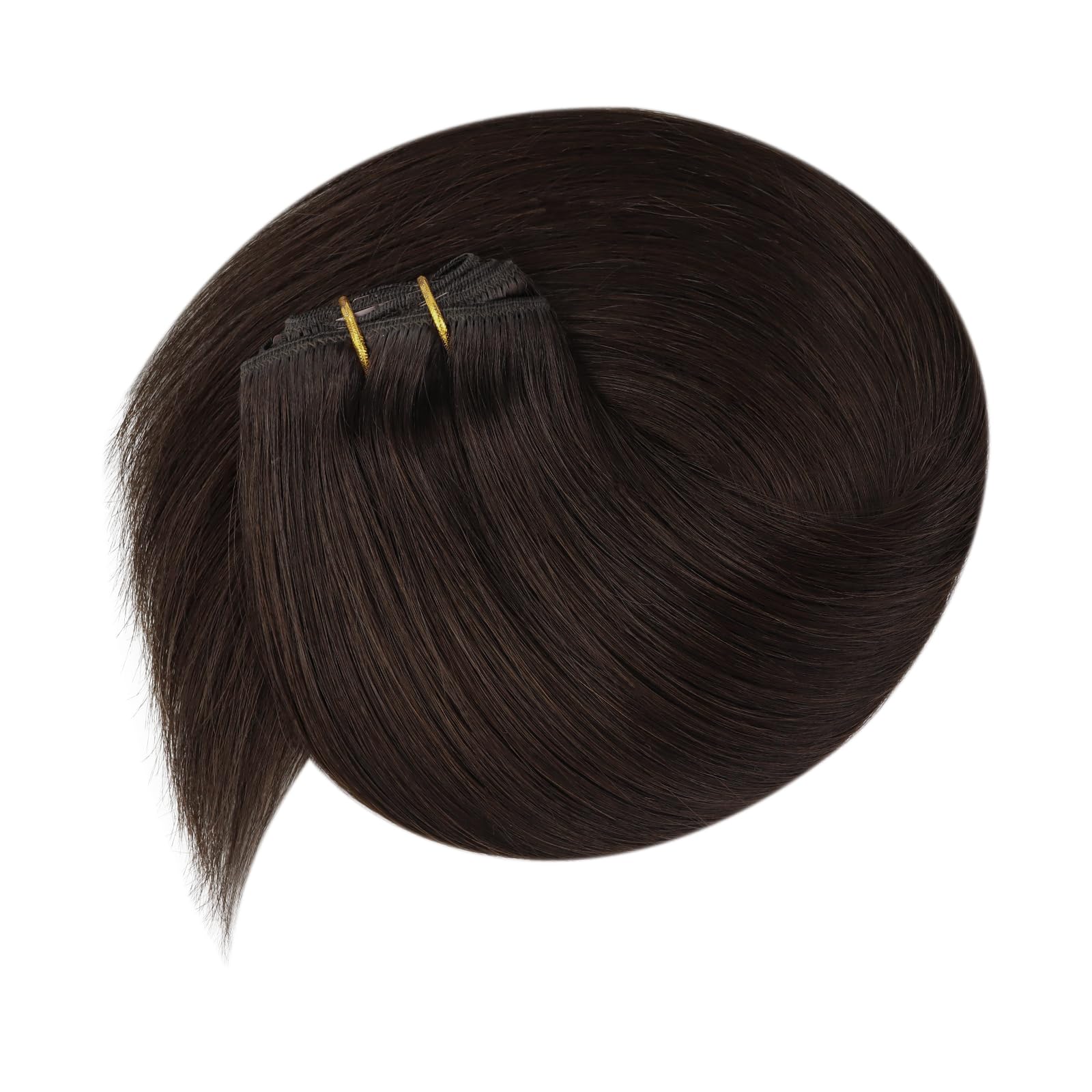 Ve Sunny 24inch Chocolate Brown Clip in Human Hair Extensions - 120g Real Hair Clip Ins for Women | Perfect for Parties, Weddings & Daily Styling