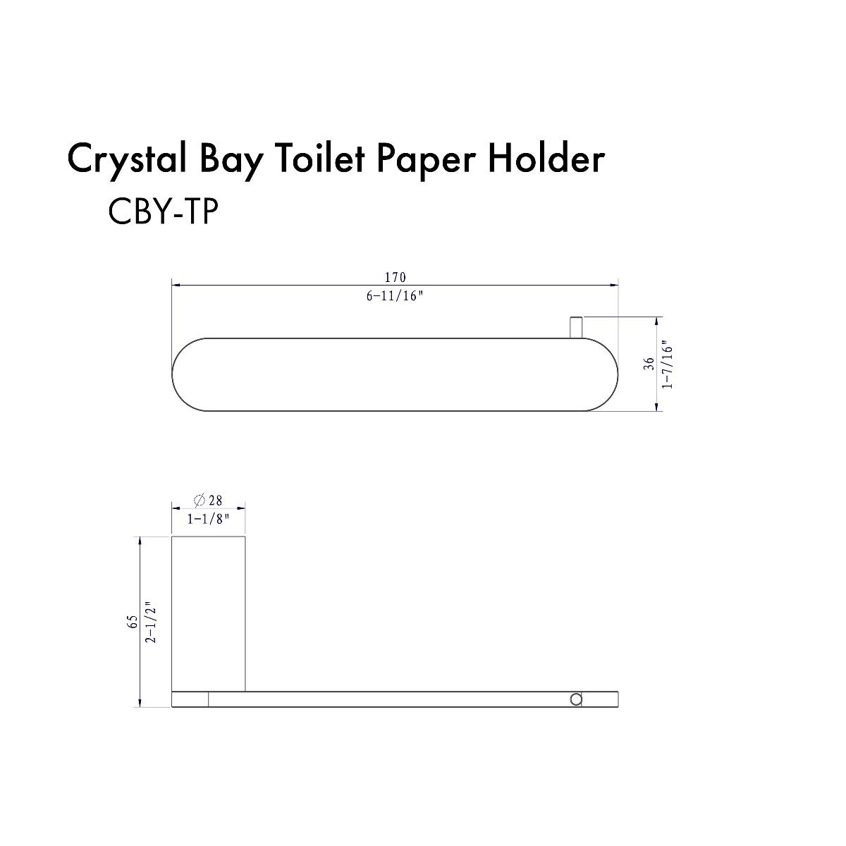 ZLINE Crystal Bay Matte Black Toilet Paper Holder - Modern Bathroom Tissue Roll Stand for Home & Office (CBY-TP-MB) | Perfect for Bathrooms, Powder Rooms & Guest Suites