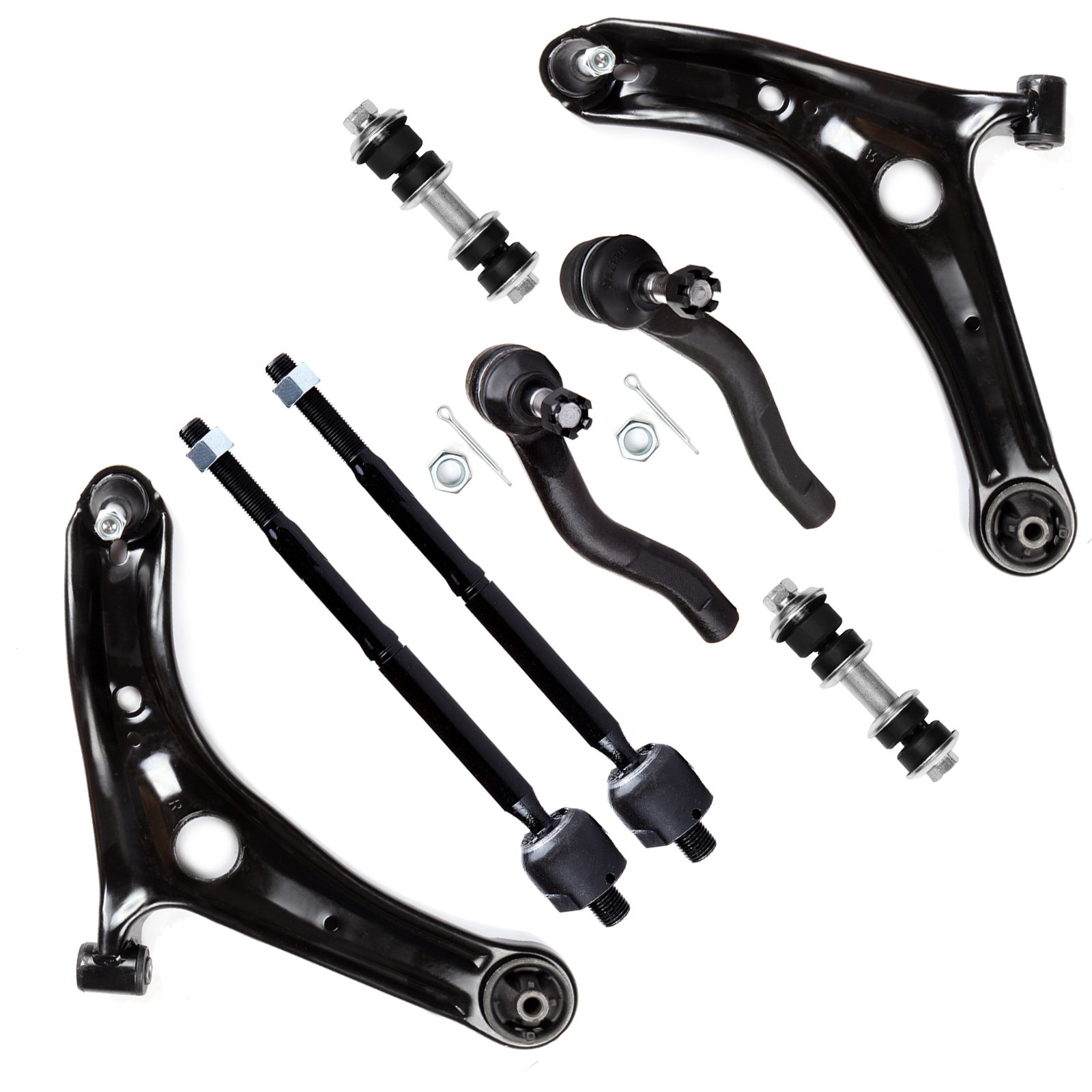 SCITOO 8-Piece Front Suspension Kit - Lower Control Arm, Ball Joint, Inner/Outer Tie Rod End, Sway Bar Link - Compatible with 2000-2005 Toyota Echo - Perfect for Smooth Ride & Enhanced Vehicle Control