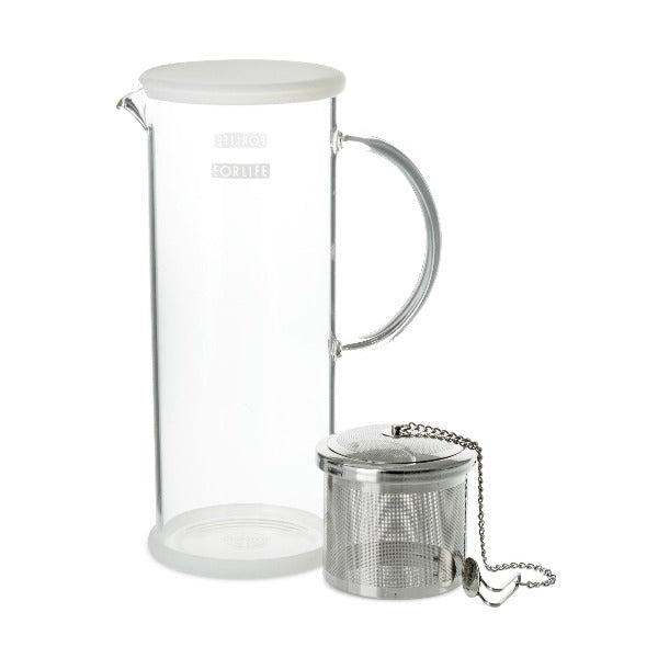 FORLIFE Lucent Glass Tea Jug with Removable Capsule Infuser - Perfect for Brewing Loose Leaf Tea, Iced Tea & Herbal Infusions at Home or Office