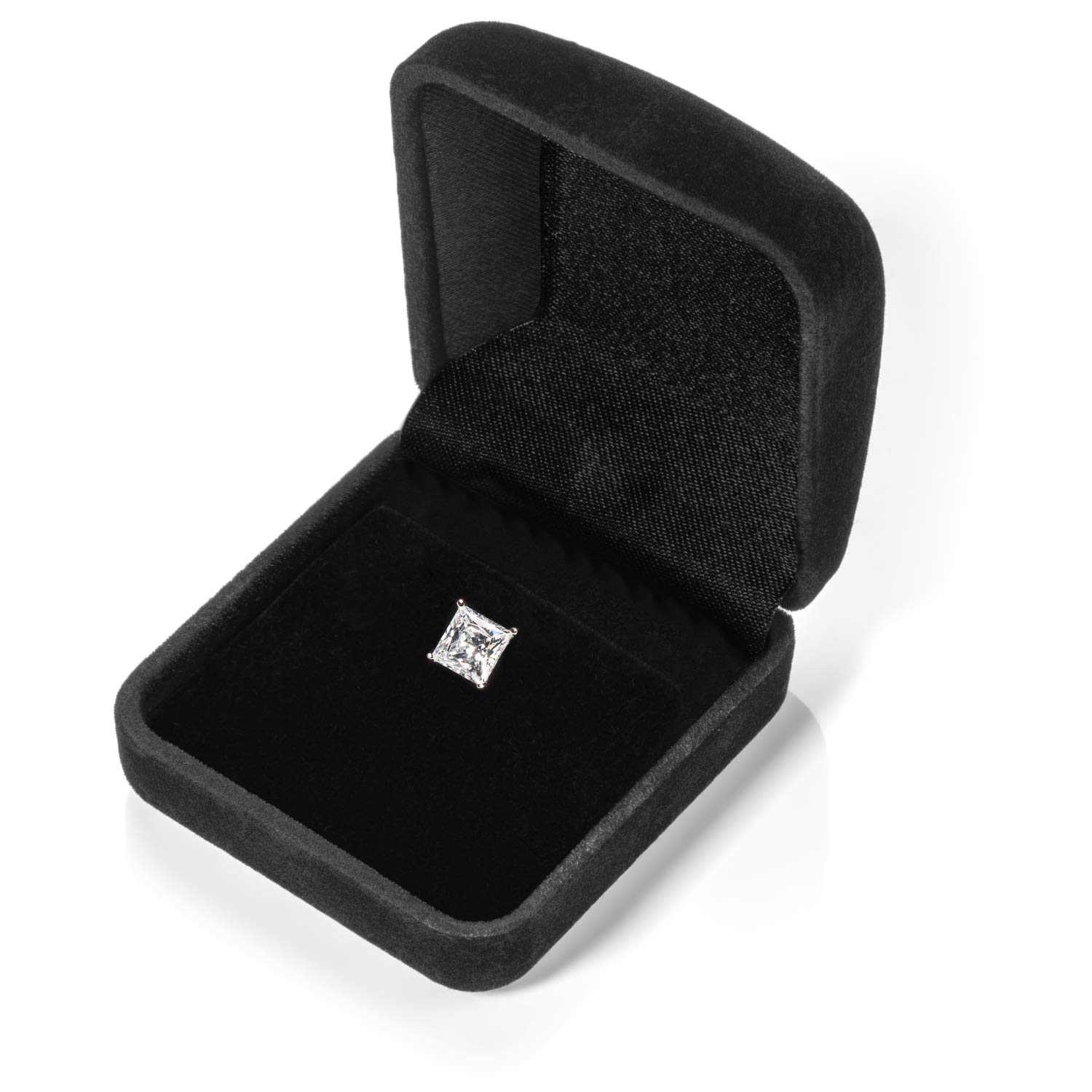 14K Solid White Gold Single Stud Earrings - Round or Princess Cut Cubic Zirconia Screw Back Post Earrings with Gift Box | Elegant Everyday Jewelry for Women, Perfect Gift for Birthdays, Anniversaries & Special Occasions