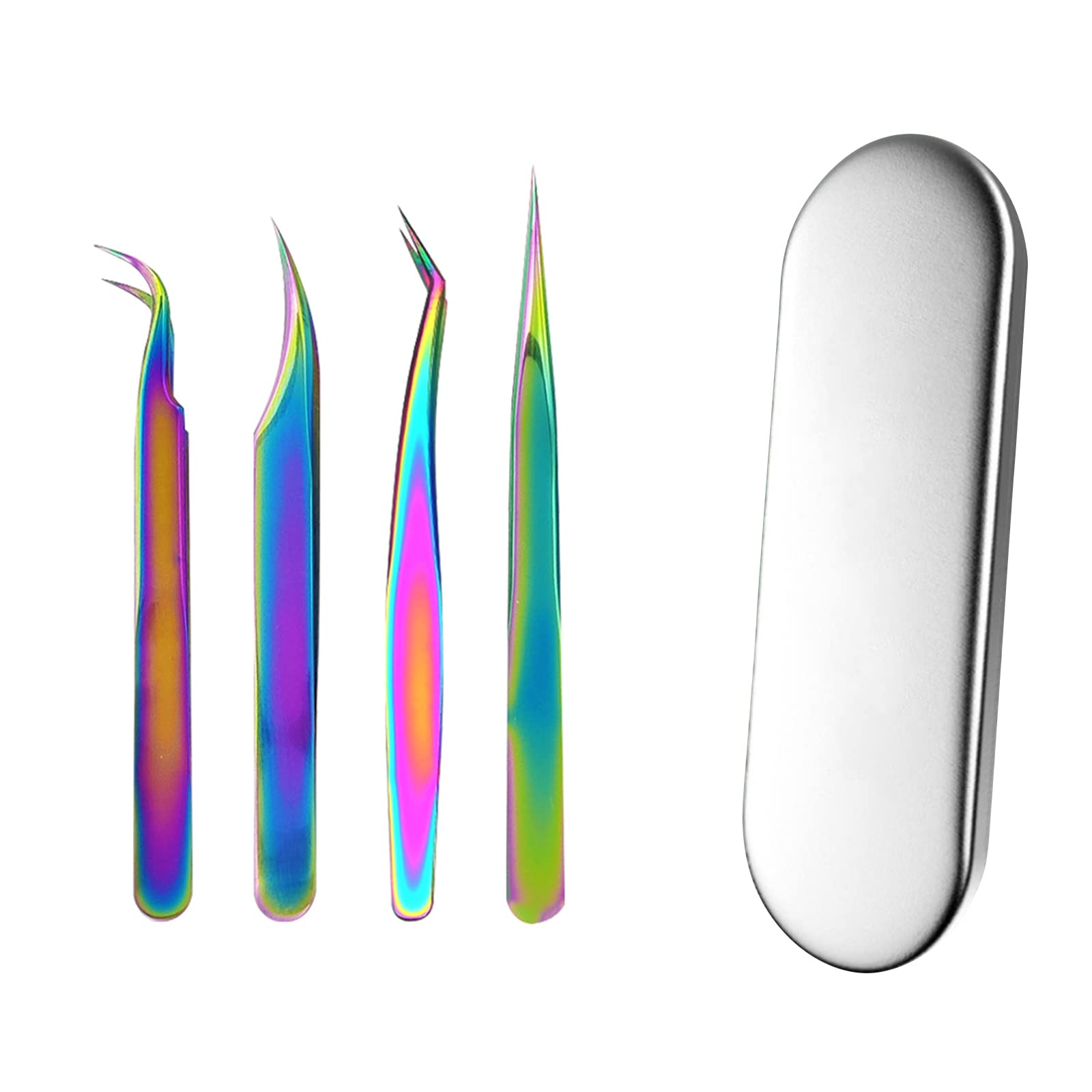 4PCS Professional Lash Tweezers Set - False Eyelash Extension Tools, Eyebrow Tweezers & Nail Art Pliers for Makeup, Hair Styling & Soldering - Perfect for Salon, Home Use & DIY Beauty