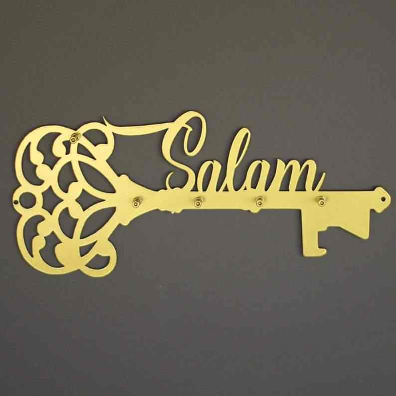 Islamic Wall Art Decor - Salam Key Holder with Latin Calligraphy - Perfect for Home, Mosque & Office Decoration