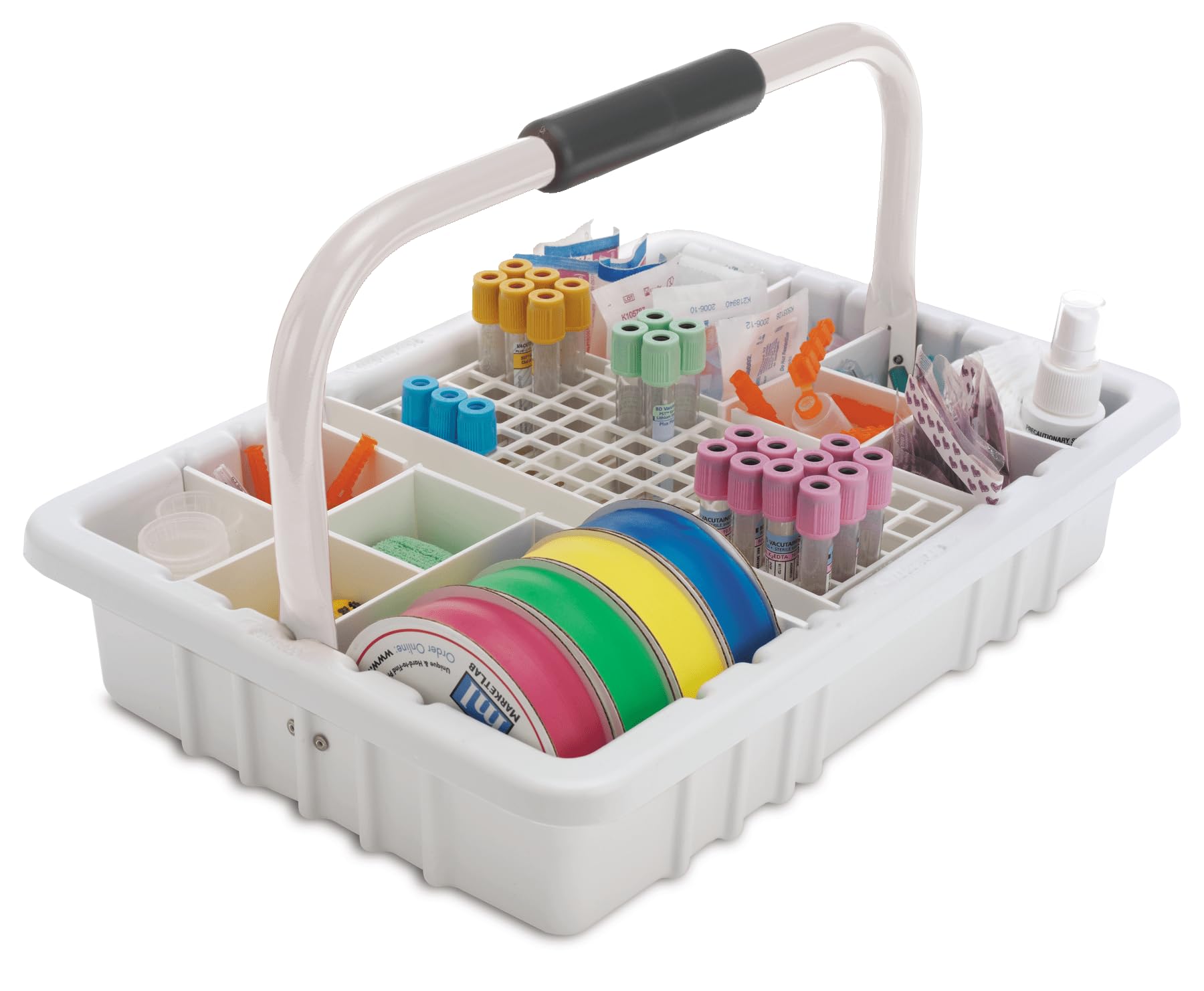 White Tray with Handle - 17mm Tube Rack for Laboratory, Science Experiments & Organizing Test Tubes | Perfect for Lab Work, Medical Research & Chemistry Classrooms
