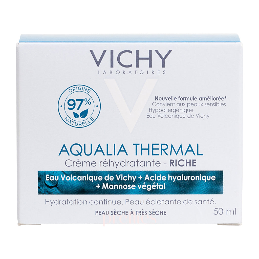 VICHY Aqualia Thermal Rich Hydrating Cream 50ml - Intense Moisturizing Face Cream for Dry Skin | Day & Night Hydration for Healthy Glow | Perfect for Winter Care & Daily Skincare Routine