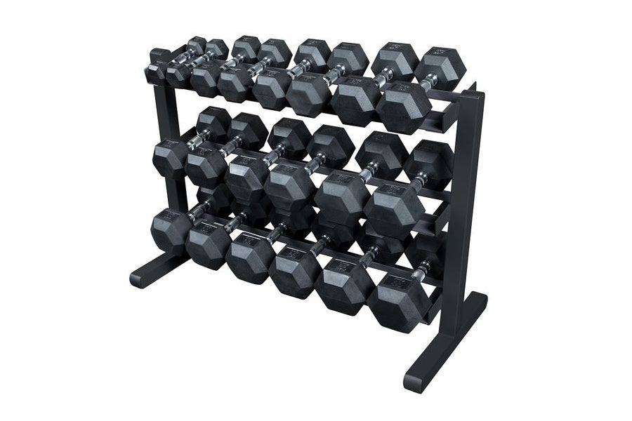 Body Solid 3 Tier Horizontal Dumbbell Rack (GDR363B) - Heavy Duty Dumbbell Storage Organizer for Home Gym & Commercial Fitness Centers - Perfect for Weight Training, Strength Workouts & Space Saving Solutions