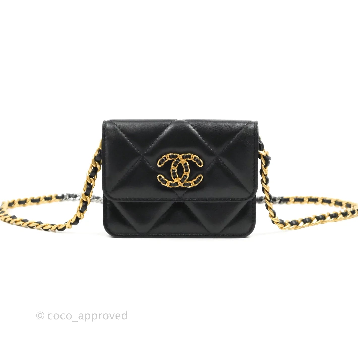 Chanel 19 Card Holder With Chain Black Mixed Hardware - Luxury Wallet for Women - Perfect for Everyday Use, Travel & Special Occasions