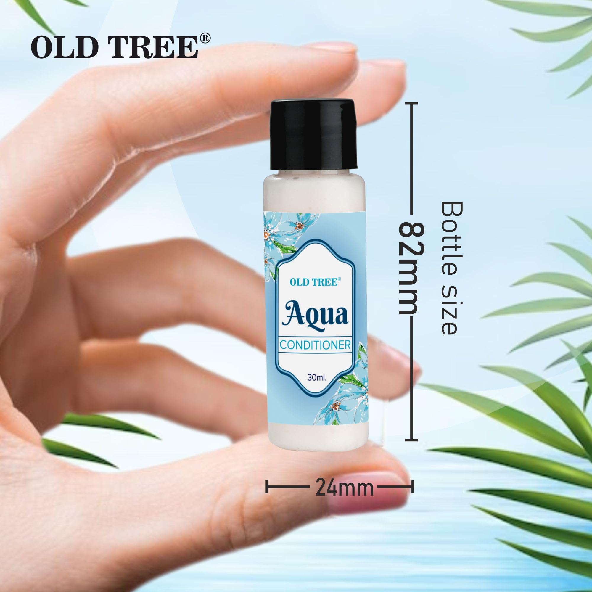 Old Tree Aqua Hair Conditioner Travel Kit - 30ml (Pack of 100) | Moisturizing & Frizz Control for Dry Hair | Perfect for Hotels, Guest Houses, Gyms & Travel Essentials | Salon-Quality Toiletries in Convenient Travel Size