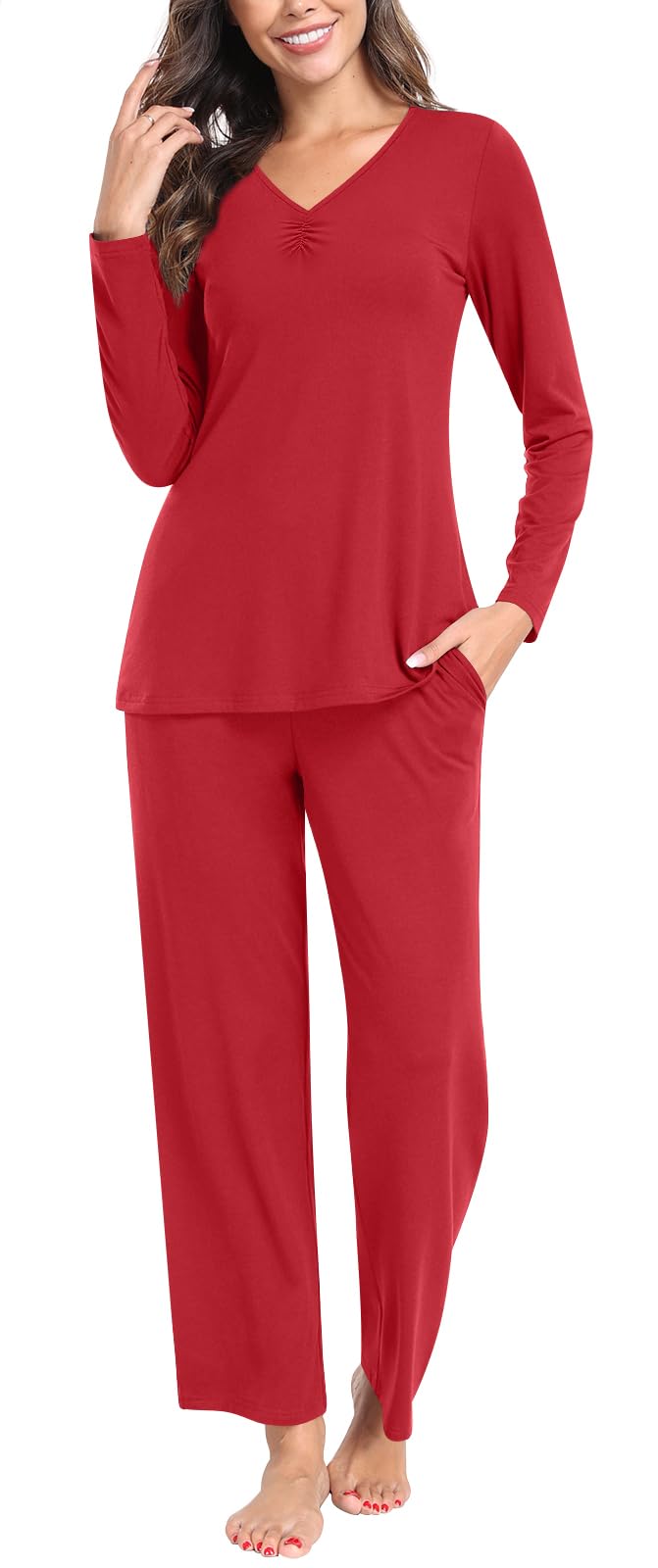Syoss Women's Plus Size Pajama Sets - Soft Long Sleeve Sleepwear & Lounge Pjs (M-4XL) for Cozy Nights, Relaxing at Home, and Gift Giving