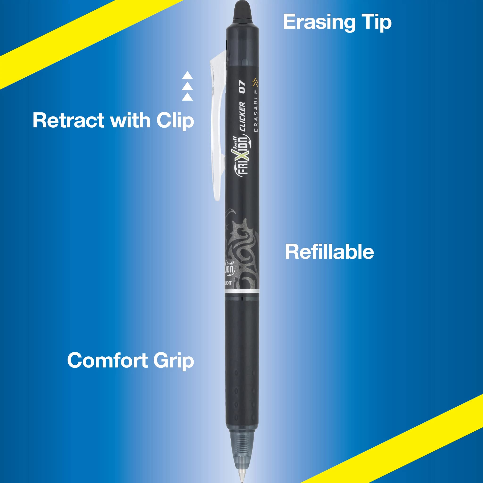 Pilot FriXion Clicker Erasable Gel Pens 0.7mm Fine Point - 36 Pack (Black, Blue, Red) - Smooth Writing for School, Office & Note Taking