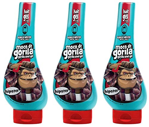 Gorilla Snot Hair Gel - Strong Hold Styling Gel for Men & Women | Long Lasting Hipster Hair Wax, 11.9oz Squeeze Bottle (3 Pack) | Perfect for Punk, Emo, Undercut and Creative Hairstyles | Salon Quality Hair Styling for Daily Use & Special Occasions