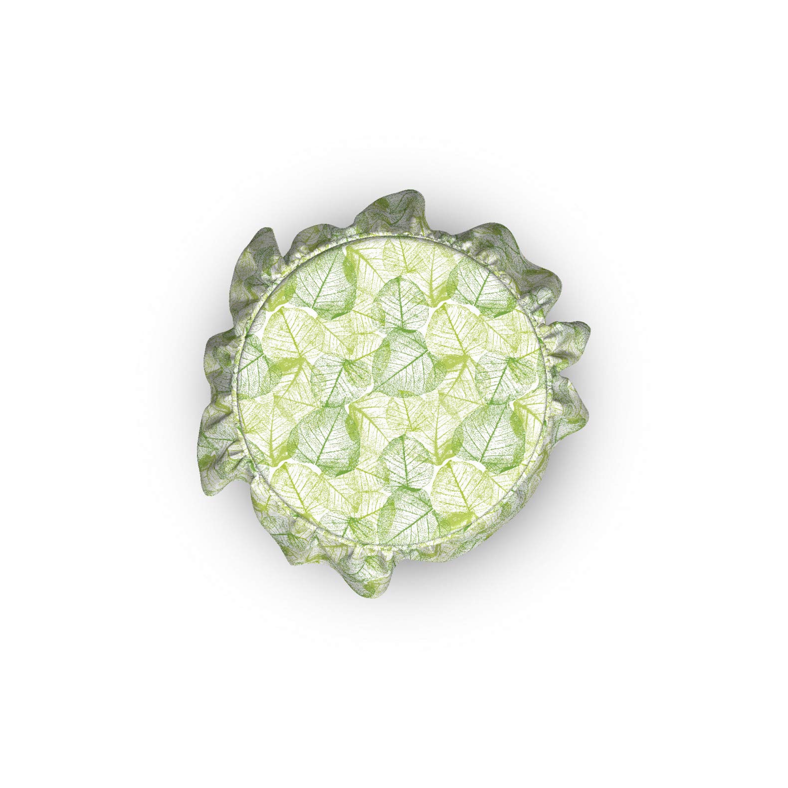 Ambesonne 2-Piece Ottoman Slipcover Set with Ruffle Skirt - Botanical Abstract Leaf Design in Lime & Apple Green - Fits Square, Round & Cube Footstools - Home Decor Accent for Living Room, Bedroom & Nursery