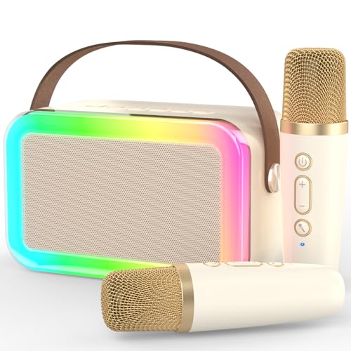 Beige 2 mics-rainbow lights