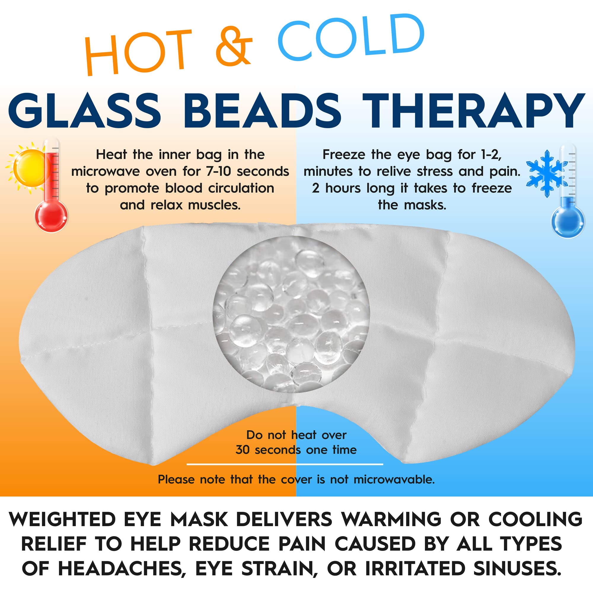 Hot & Cold Therapy Eye Mask for Pain Relief - Soothing Compress for Headaches, Puffiness, Sinus & Migraine Relief | Soft Velvet Satin with Adjustable Strap | Perfect for Sleeping, Relaxation & Allergy Relief