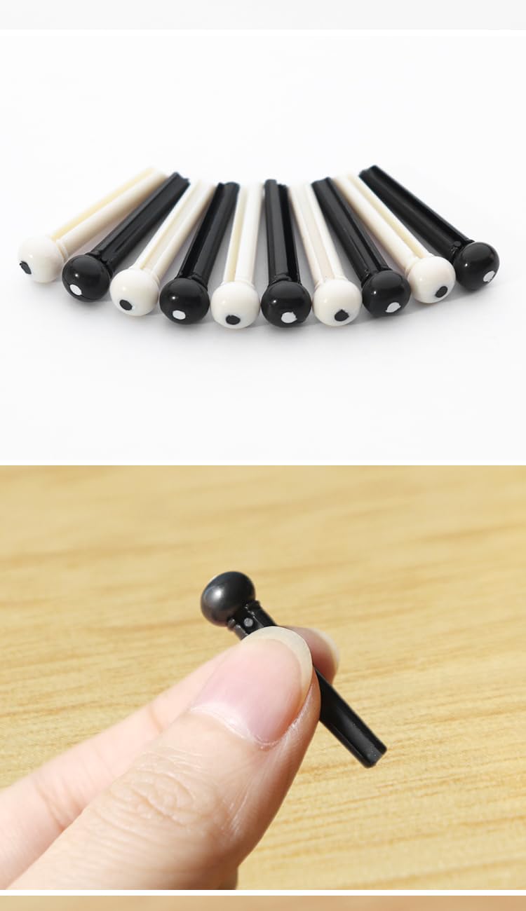 24 Pcs Acoustic Guitar Bridge Pins - Ivory & Black Fixed Cone Guitar Pegs Replacement Parts for Repair & Maintenance | Perfect for DIY Guitar Upgrades, String Changes & Instrument Care