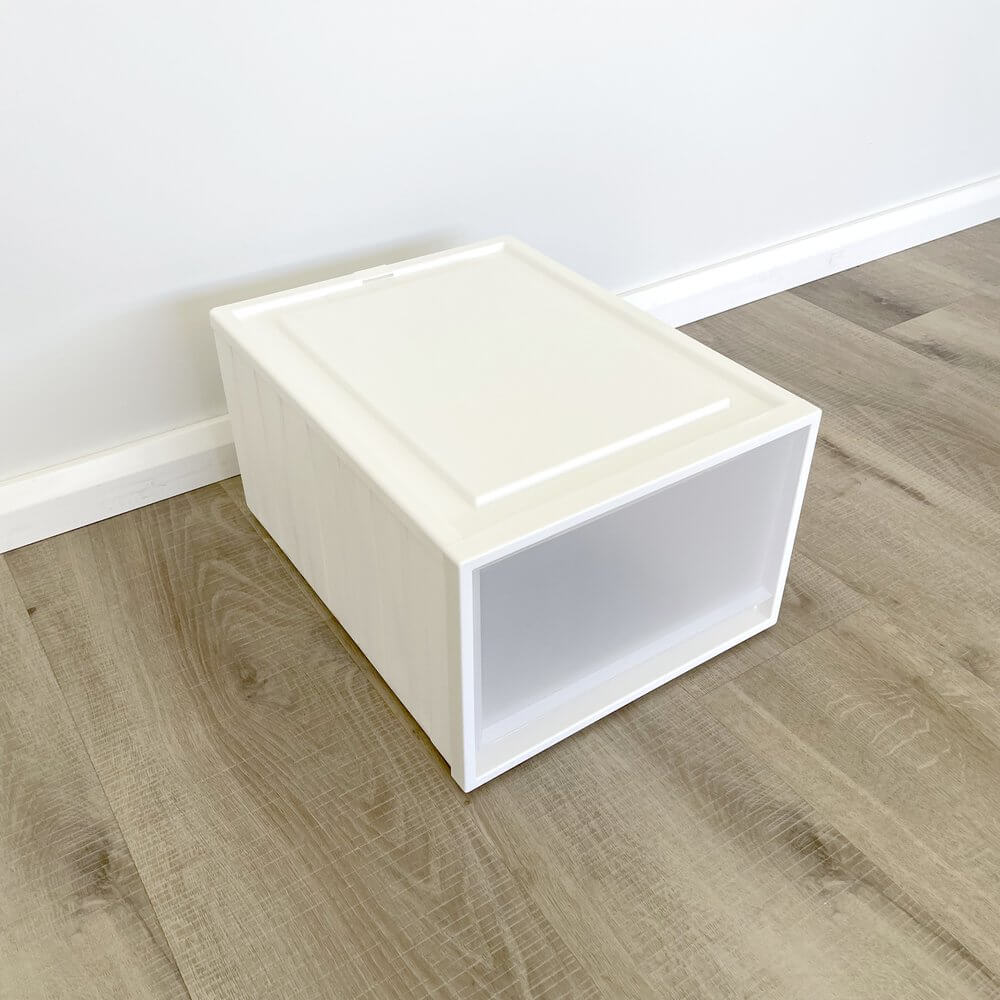 Paula 55L Stackable Plastic Storage Drawer Organizer - White | Space-Saving Solution for Closet, Bedroom & Office Organization
