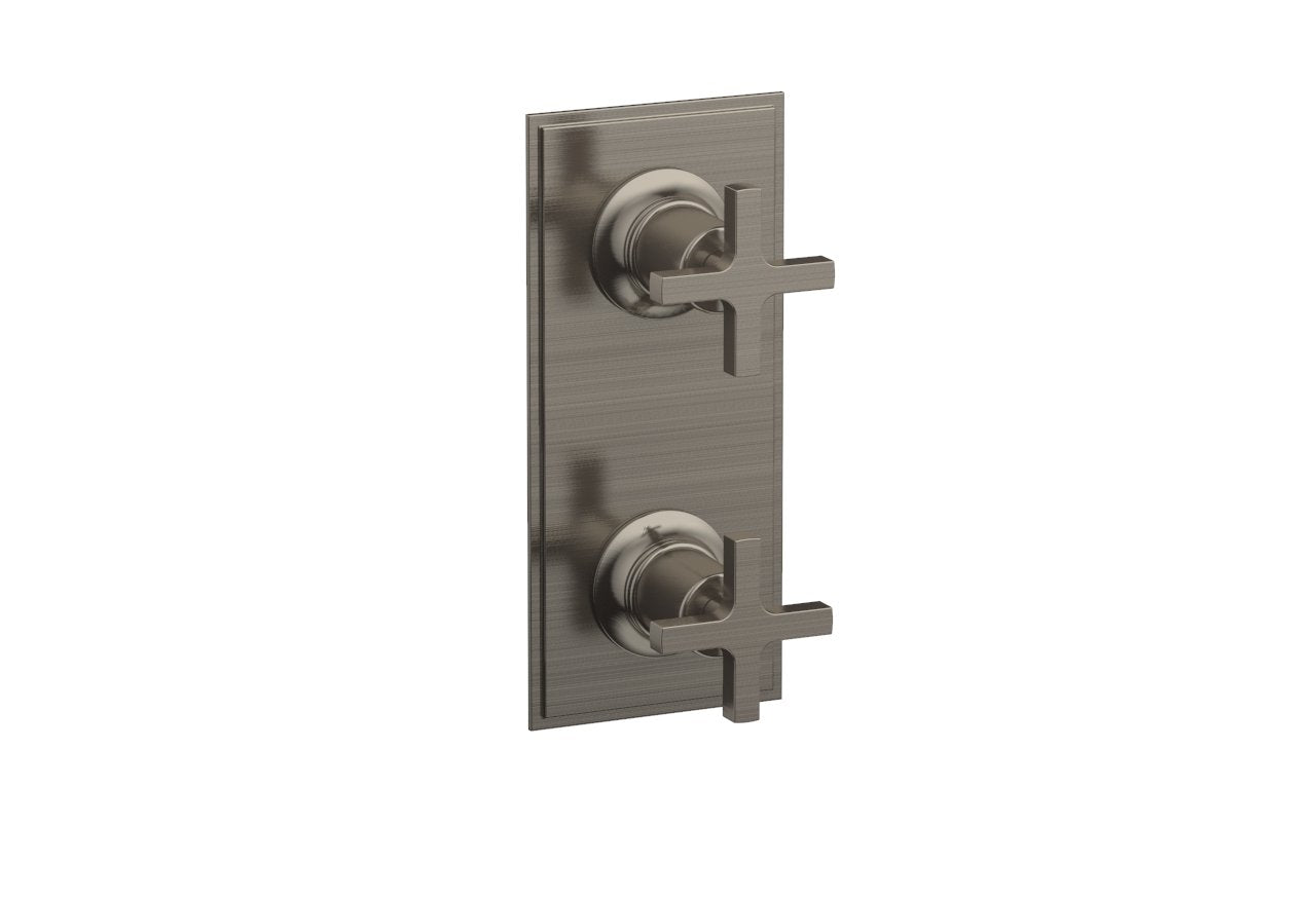 HEX MODERN Cross Handle Pair Trim Set for Thermostatic Shower Control with Volume Control or Diverter - Perfect for Bathroom Renovation and Luxury Home Upgrade