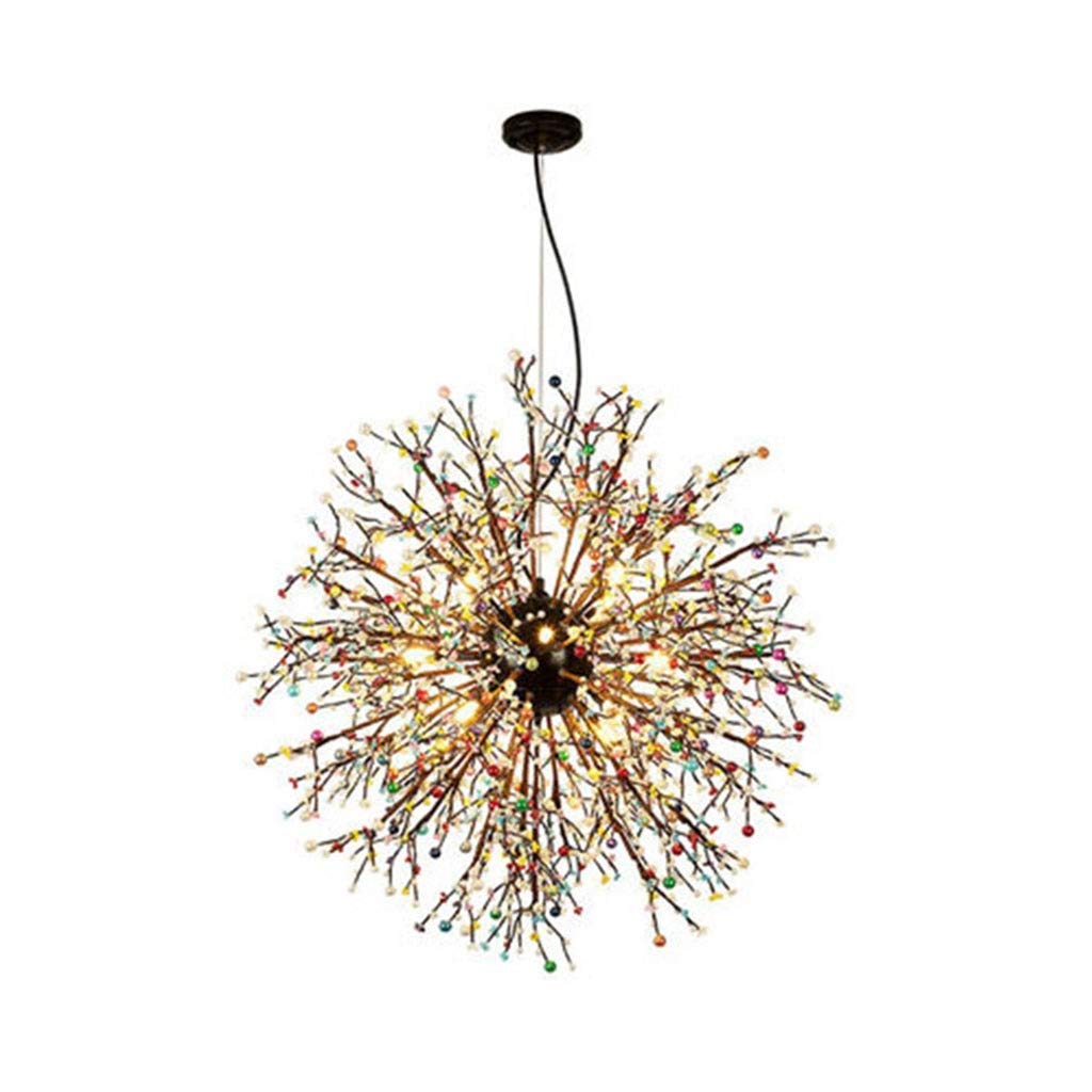YeSBTx Round Chandelier Hanging Light - Pearl Dandelion Branch Decorative Lighting for Restaurant, Clothing Store, Living Room & Bedroom - Warm White Light for Romantic Ambiance & Home Decor