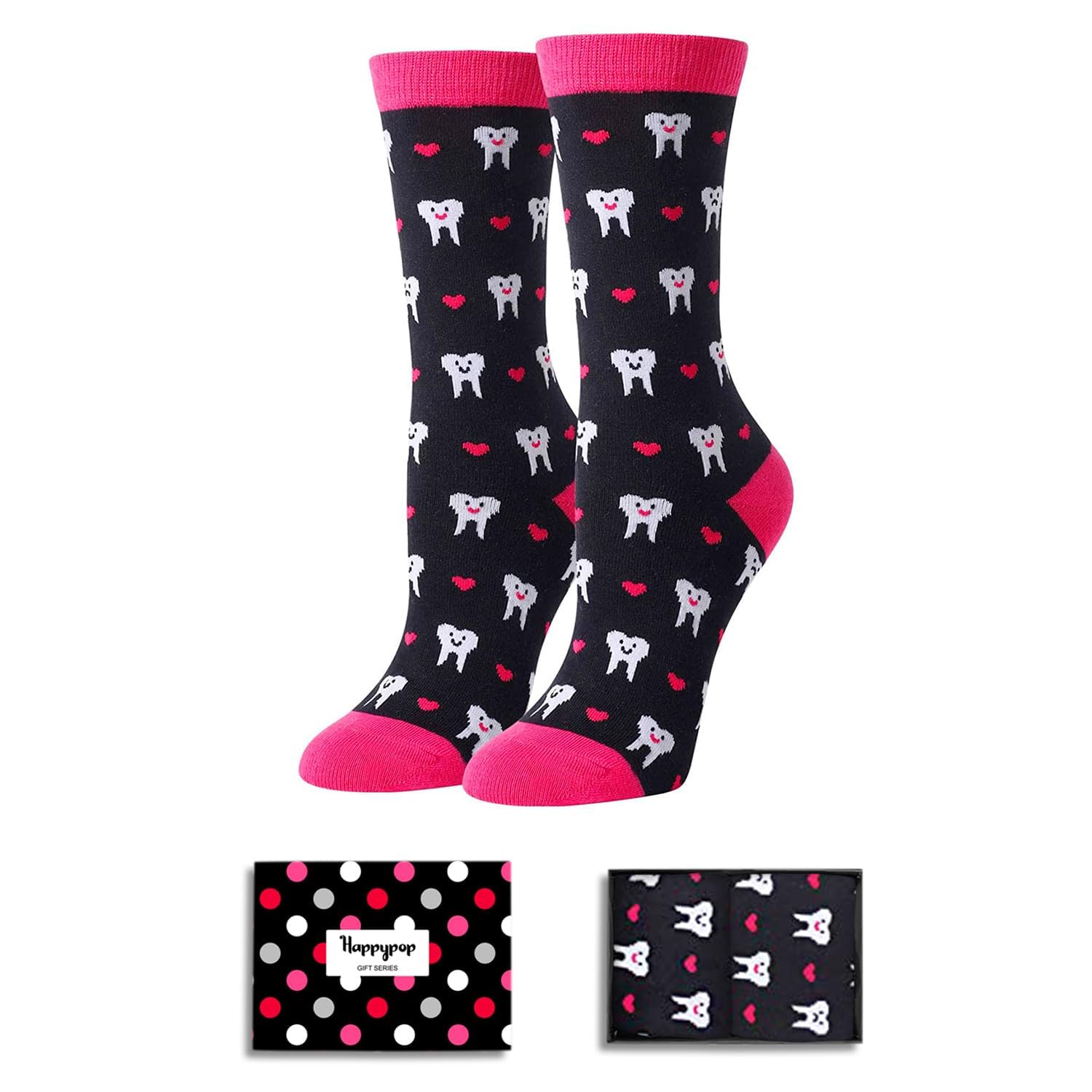 HappyPop Funny Gifts for Women - American Flag Sunflower Ballet Teeth Socks for Dancers, Dentists | Perfect for Dance Performances, Dental Appreciation, Patriotic Events & Unique Gift Giving