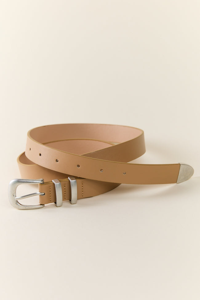 Classic Tan Leather Belt with Silver Buckle for Men & Women | Stylish Casual & Formal Wear Accessory | Perfect for Office, Jeans, Dresses & Everyday Outfits