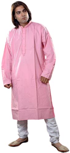 Exotic Indian Plain Pink Kurta Set with Embroidery on Button Palette - Traditional Ethnic Women's Outfit for Festivals, Weddings & Casual Wear