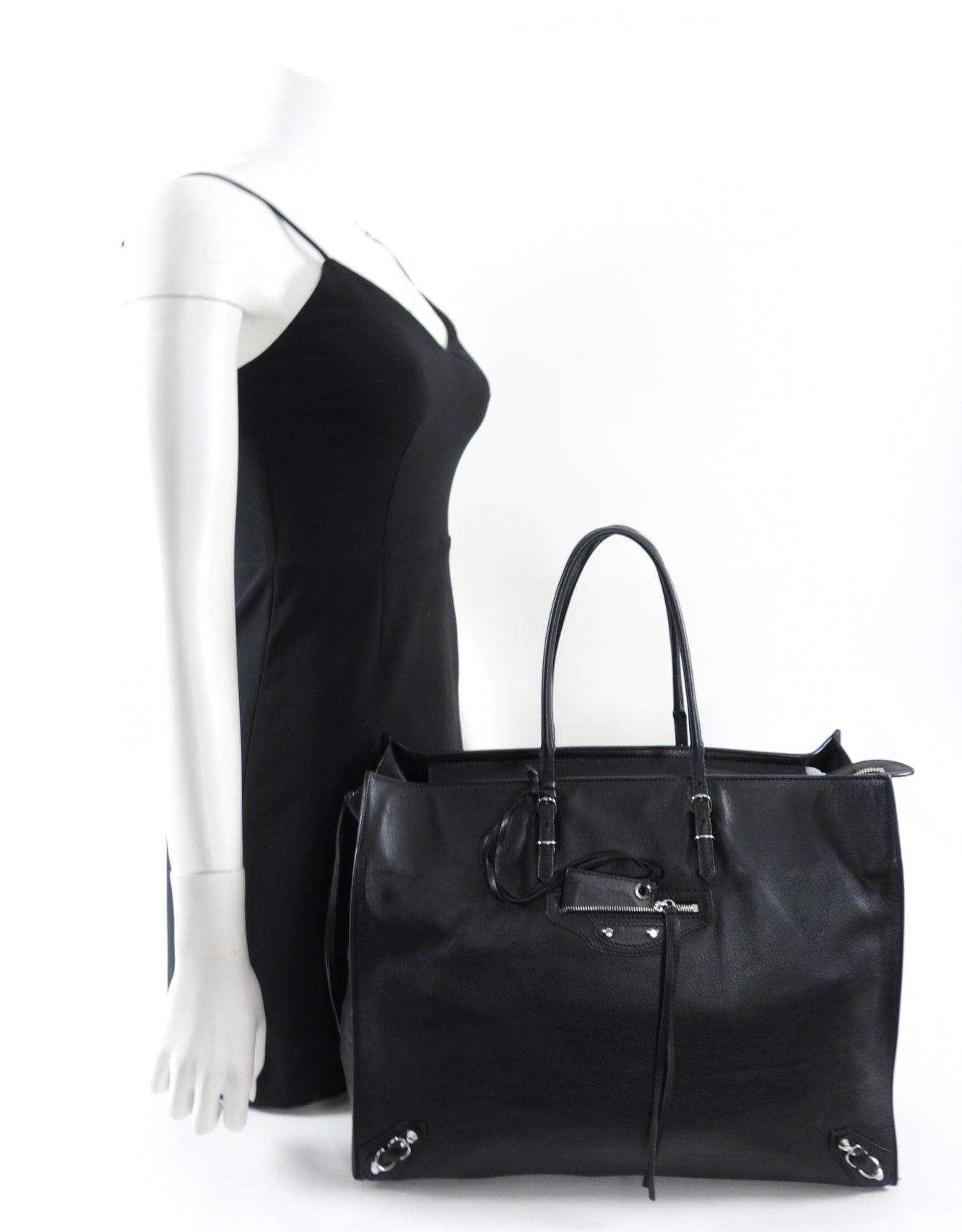 Balenciaga Large Black Leather A4 Tote Bag for Women - Stylish Work Bag, Laptop Bag & Travel Handbag for Office, Business & Daily Use