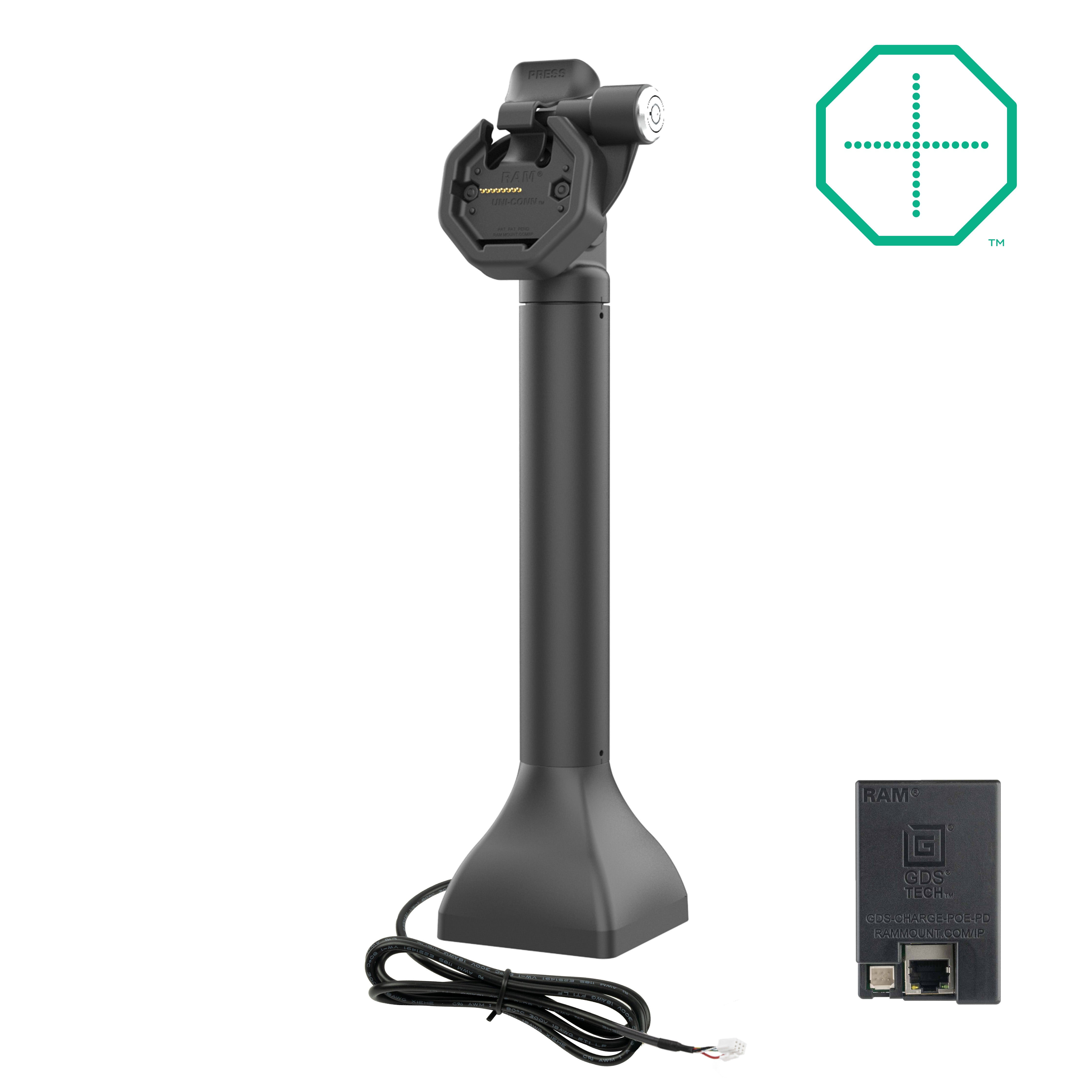 GDS® Uni Conn™ Powered 14 Locking Pedestal Dock with PoE - Secure Docking Station for Multiple Devices | Ideal for Office, Conference Rooms & Industrial Use (RAM GDS DOCKLR D11 14 U3E)