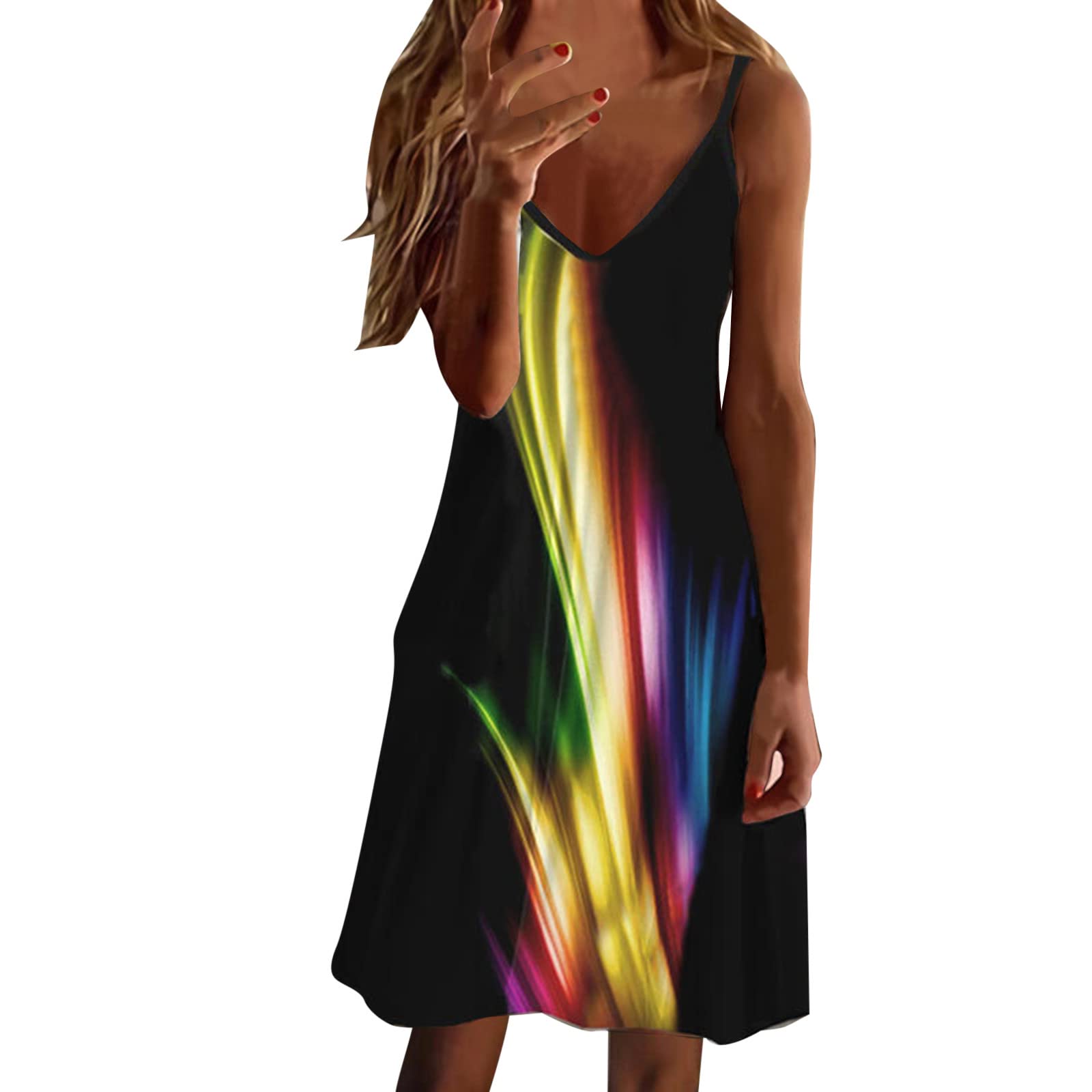 Trendy 2022 Women's Summer Dresses - V Neck Suspenders Boho Floral Maxi Kaftan Sleeveless Dress for Beach Vacation & Outdoor Party