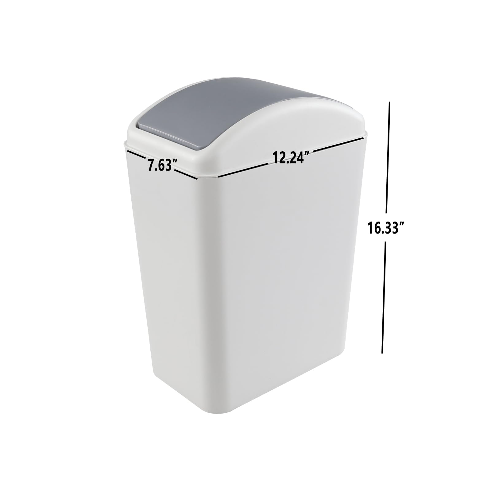 4.5 Gallon Swing Top Garbage Can with Lid - 3 Pack Plastic Trash Bin for Kitchen, Bathroom, Office & Outdoor Use - Durable Waste Basket for Home & Commercial Spaces