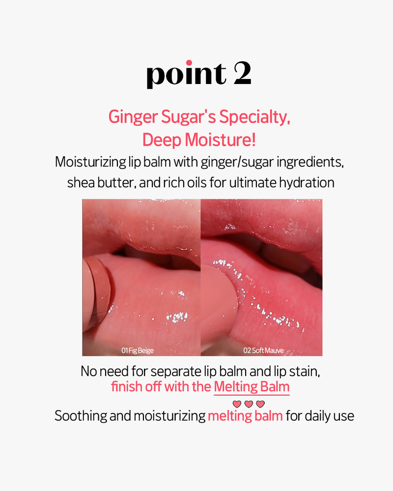 Etude Ginger Sugar Lip Scrub & Melting Balm - Exfoliate & Moisturize Dry Lips - Perfect for Winter Care & Makeup Prep