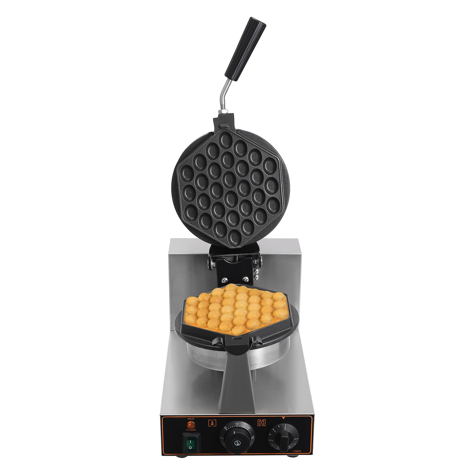 Commercial Bubble Waffle Maker 1300W - 180° Rotatable Dual Non-Stick Pans - Stainless Steel Egg Puff Iron with Adjustable Temp (50-300°C/122-572°F) - Perfect for Cafes, Food Trucks & Home Breakfast