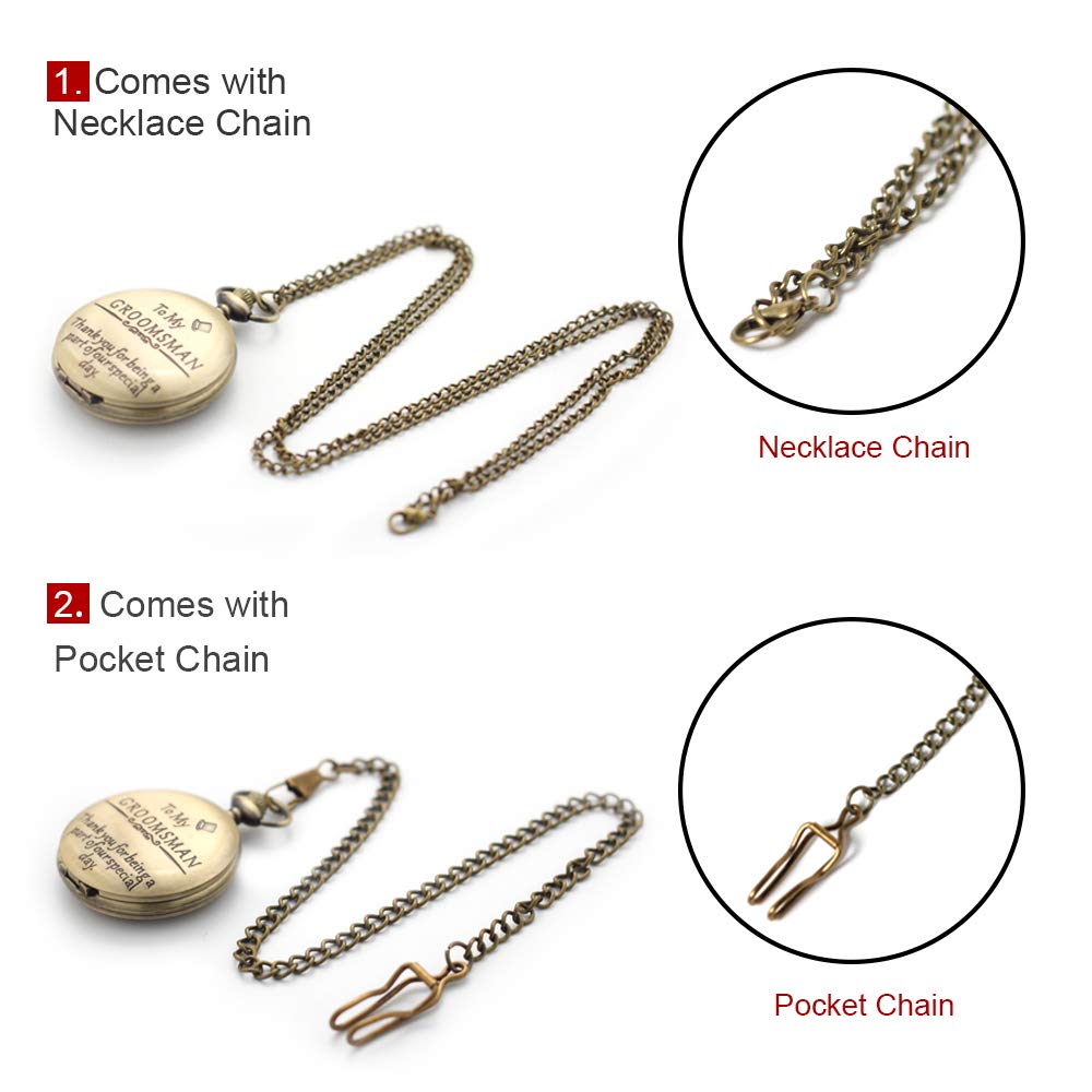 Engraved Best Man Pocket Watch with Chain - Bronze Groomsmen Gift for Wedding, Best Man Gift for Men - Perfect for Weddings, Anniversaries & Special Occasions