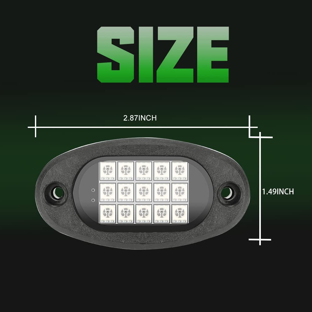 Winunite 8 Pods Quick Connect Green Rock Lights - 4M Extension Wires Each, 15 SMD Chips, High Adhesive Stickers, IP67 Waterproof - Off-Road Lighting for Trucks, Trailers, SUVs, ATVs, UTVs & Boats - Perfect for Night Driving, Camping & Outdoor Adventures