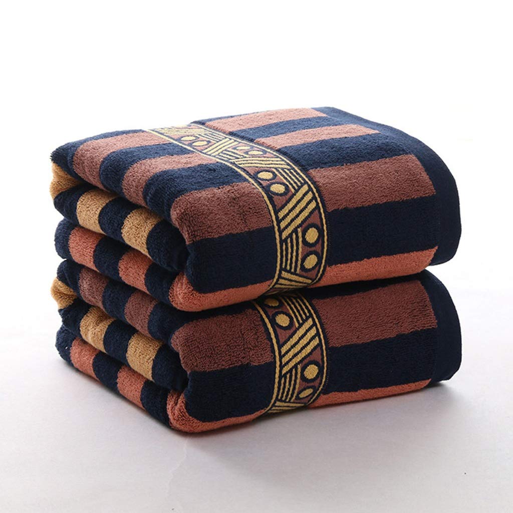 Premium Cotton Striped Bath Towel Set - Soft & Absorbent Large Face & Body Towels for Spa, Gym, Beach & Home - Blue