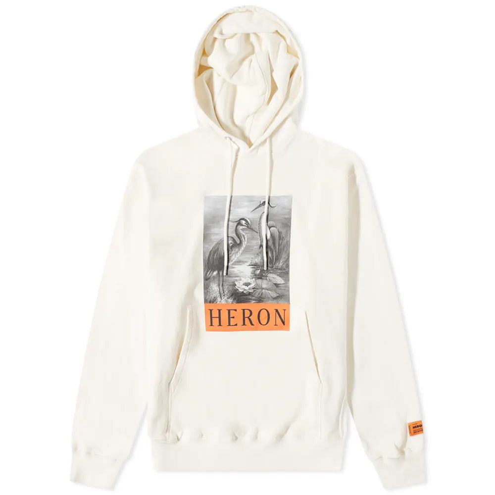 Heron Preston White Heron Print Hoodie for Men & Women - Stylish Streetwear Pullover for Casual Outfits & Urban Fashion
