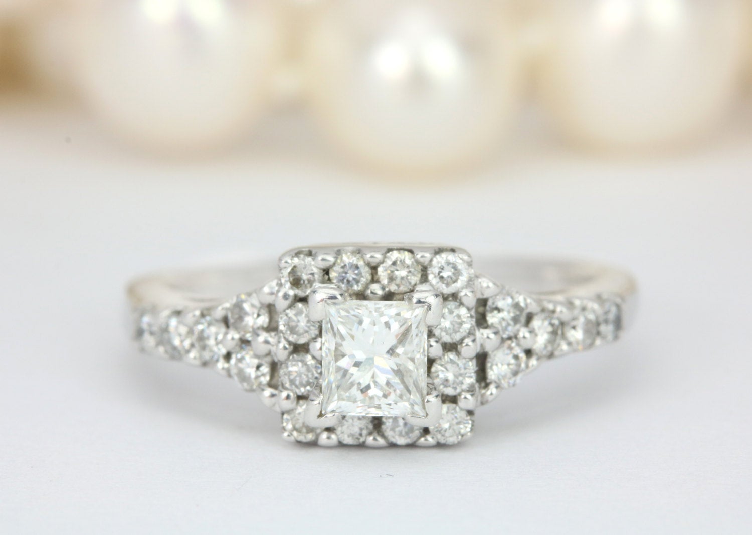 1.15tcw Art Deco Vintage Princess Cut Diamond Engagement Ring - Elegant Wedding & Proposal Jewelry for Her