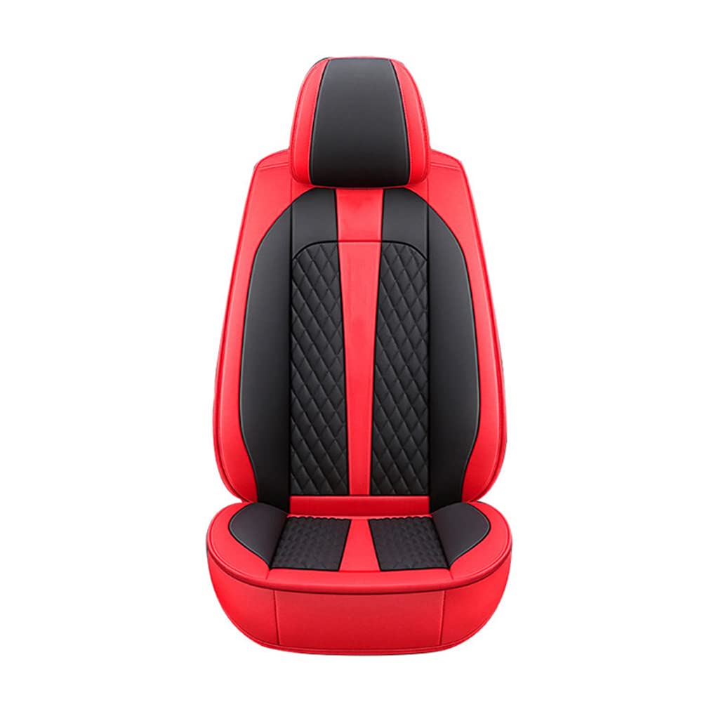Universal Car Seat Covers Full Set for 5 Seats - Premium Leather Auto Seat Protectors & Cushions for Most 5-Seater Cars (Black/Red) - Perfect for Family Road Trips, Commuting & Car Interior Protection